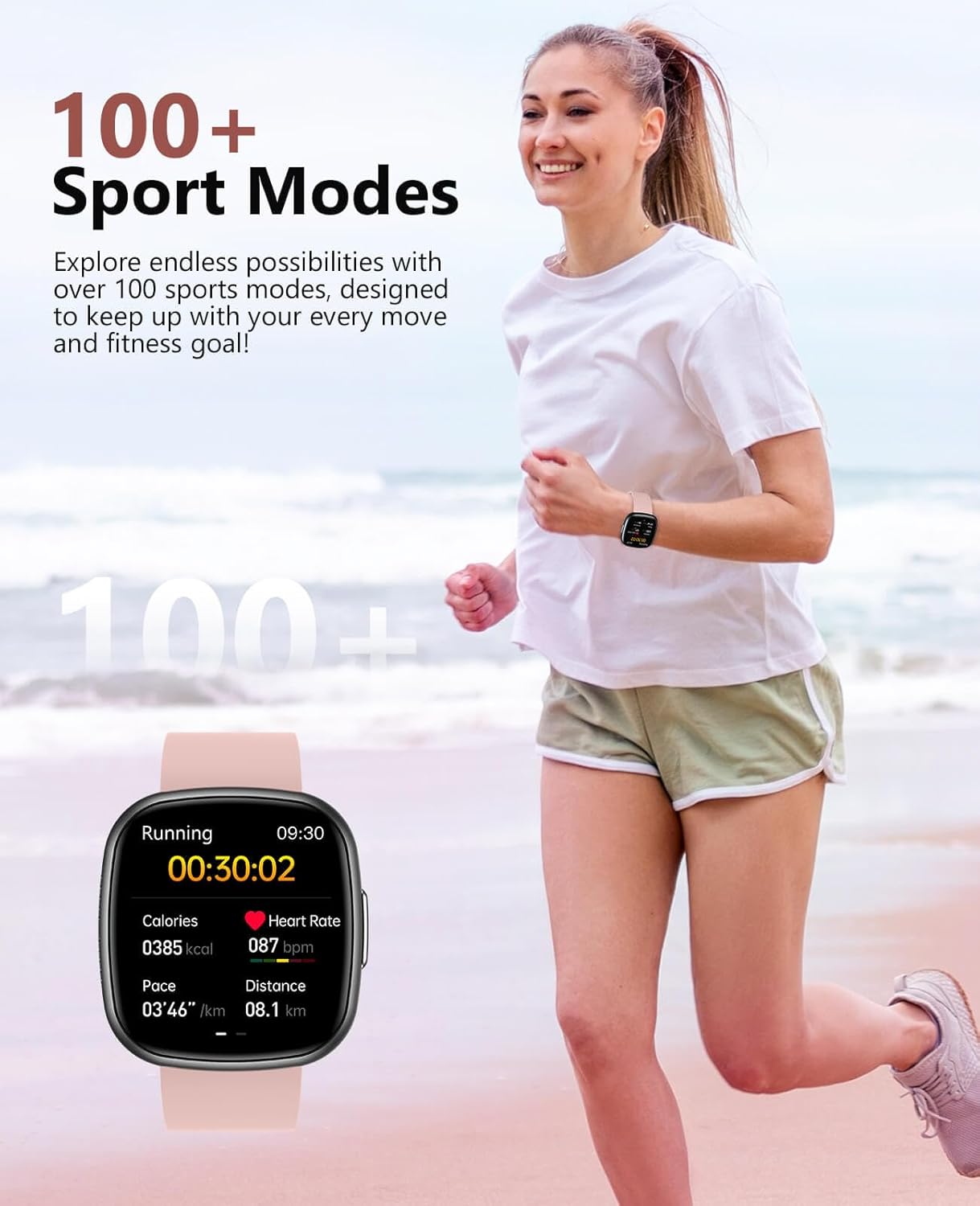 Women's 1.72" HD Smart Watch, Waterproof Fitness Tracker, 135 Sports Modes, HRV Spo2 Monitor - Image 4