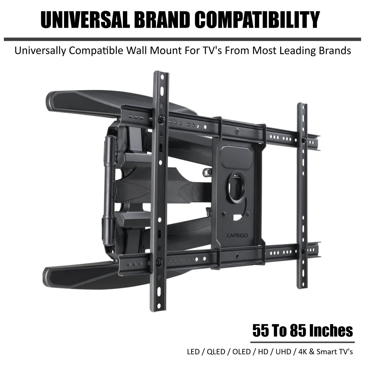 Caprigo 55-85 Inch Full Motion Dual Arm Heavy Duty TV Wall Mount Swivel Tilt - Image 3