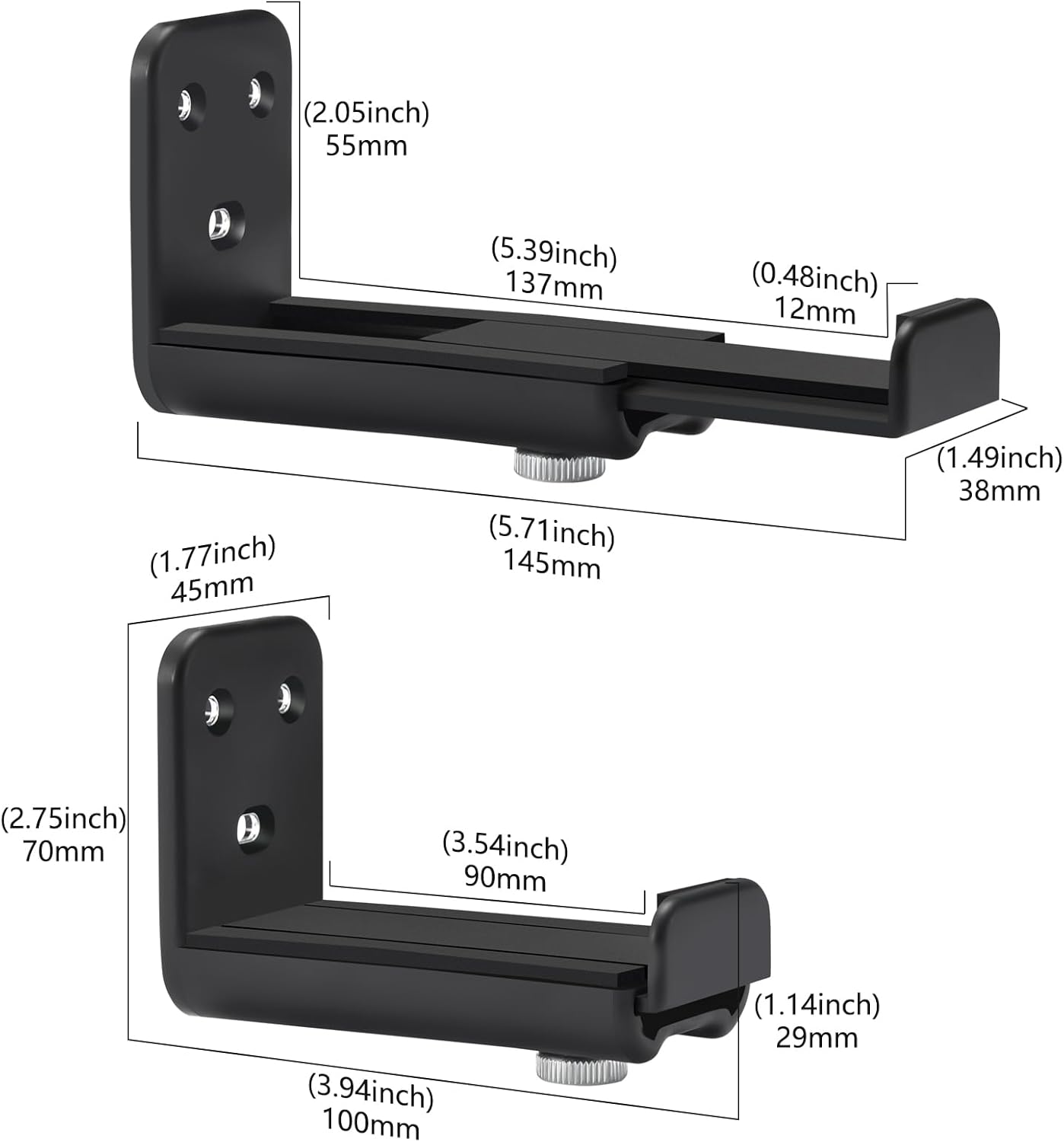 Adjustable Depth Soundbar Wall Mount Bracket for Samsung, Sony, Vizio, LG TVs (Black) - Image 7