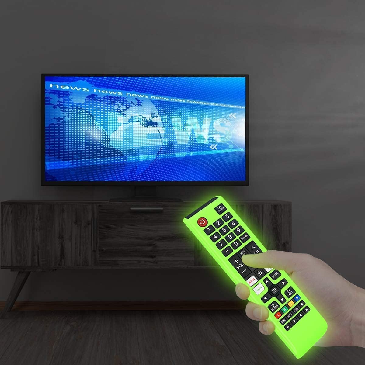 Alquar 2 Piece Shockproof Silicone Protective Case for Samsung Smart TV Remote BN59 Series with Lanyard Blue and Glowing Green - Image 5