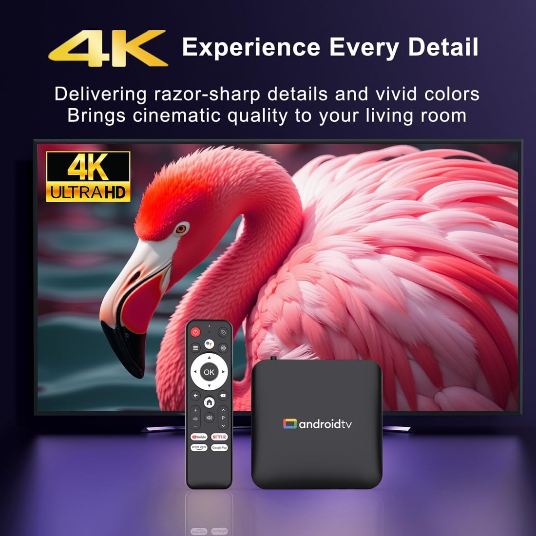 LEFFOT L3 2GB/16GB Android 14 4K Ultra HD TV Box with Voice Remote - Image 3