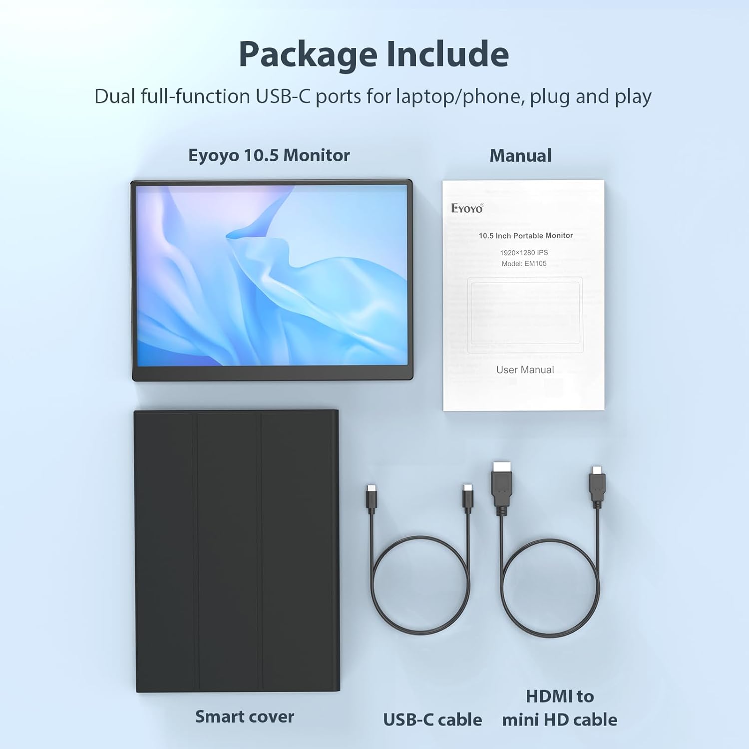 Eyoyo 10.5 Inch FHD 1920x1280 Portable Travel Monitor 100% sRGB IPS - Image 9