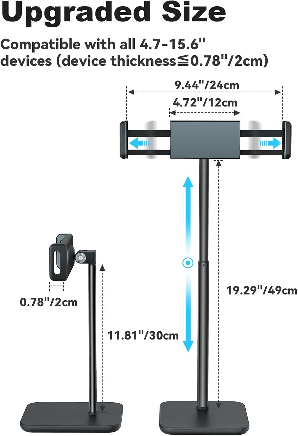 Adjustable 360° Tablet Desk Stand Holder Clamp for 4.7-15.6" Devices Black - Image 5