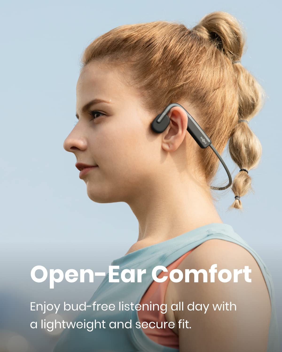 Shokz OpenMove Slate Grey 6 Hour Playtime IP55 Waterproof Bluetooth Wireless Sports Headphones with Mic - Image 2