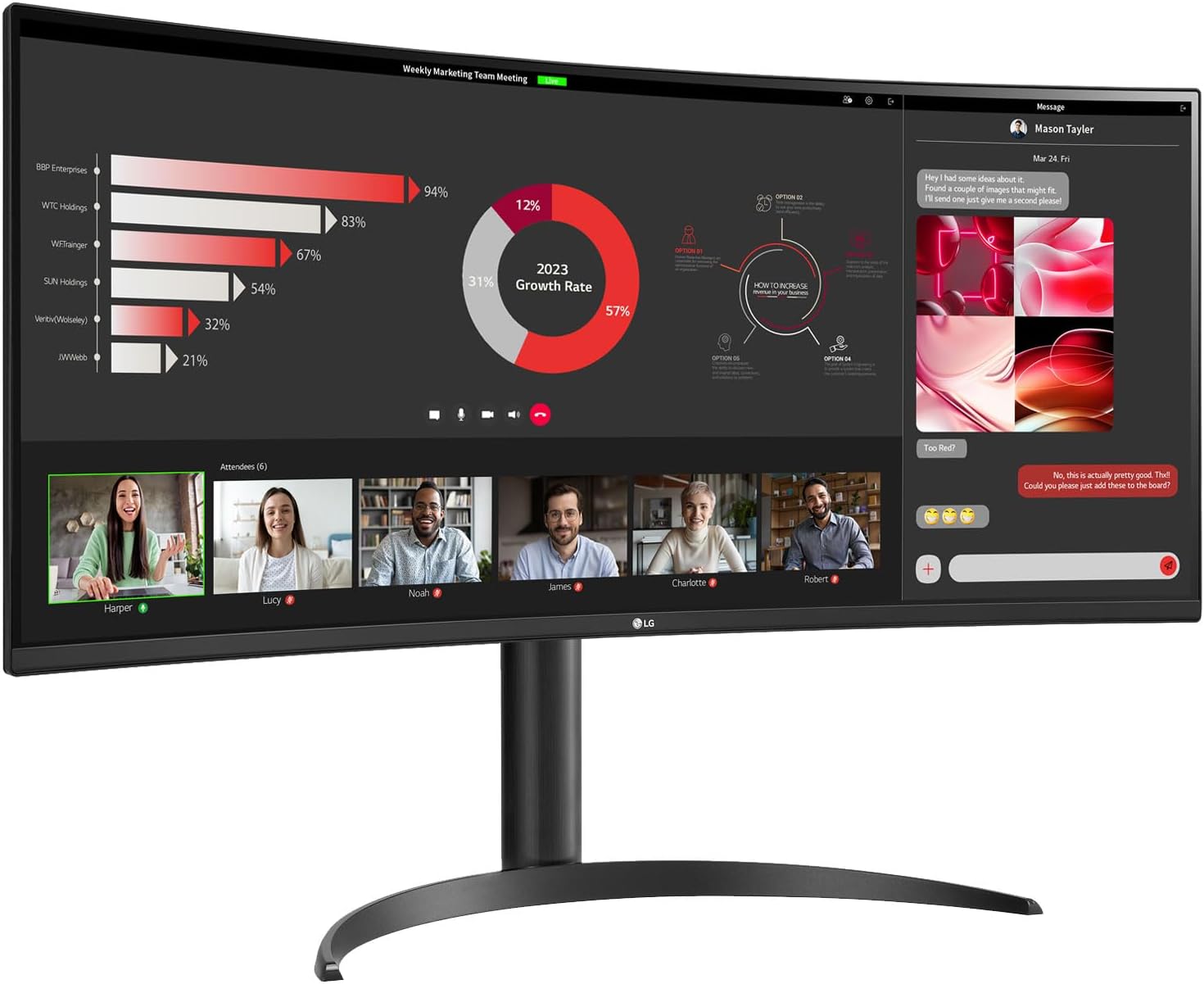 LG 34WR55QC-B 34 Inch Curved UltraWide WQHD HDR 10 Monitor 100Hz USB-C - Image 8