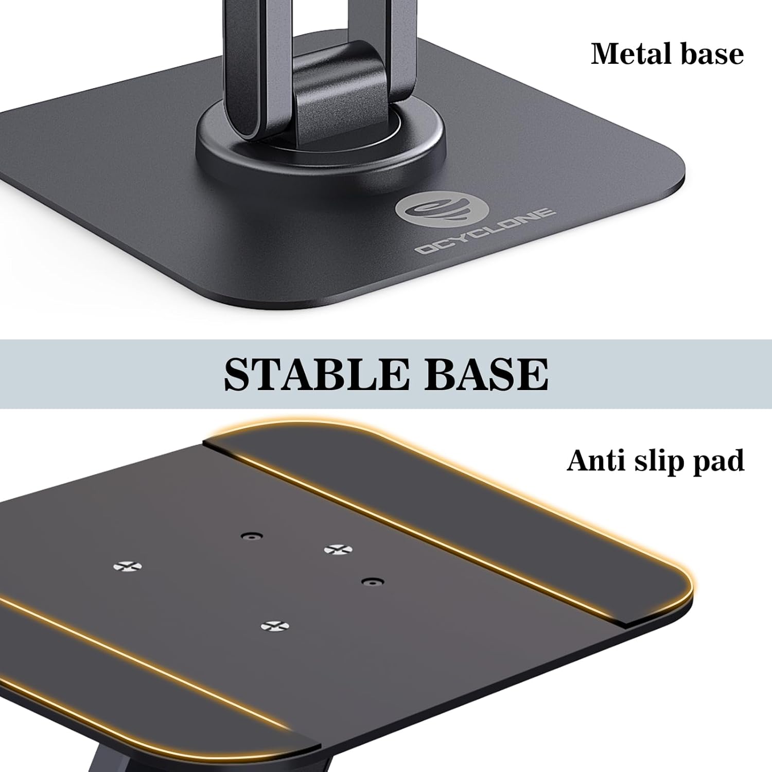 OCYCLONE Adjustable 360 Rotating Tablet Stand for Desk, Black, fits 4" to 15.6" devices - Image 7