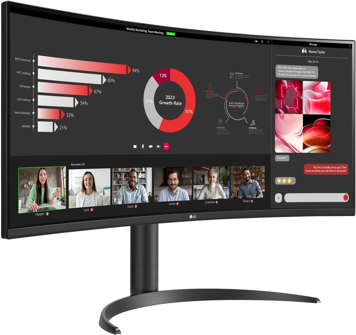 LG 34WR55QC-B 34 Inch Curved UltraWide WQHD HDR 10 Monitor 100Hz USB-C - Image 5