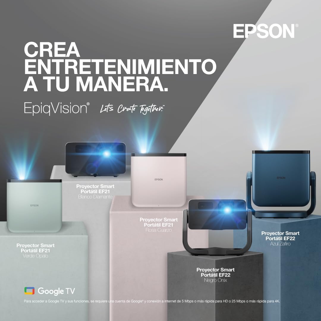 Epson EpiqVision Mini EF21 White Portable Smart Laser Projector 1000 Lumens FHD 1080p HDR 3LCD Google TV - Image 10