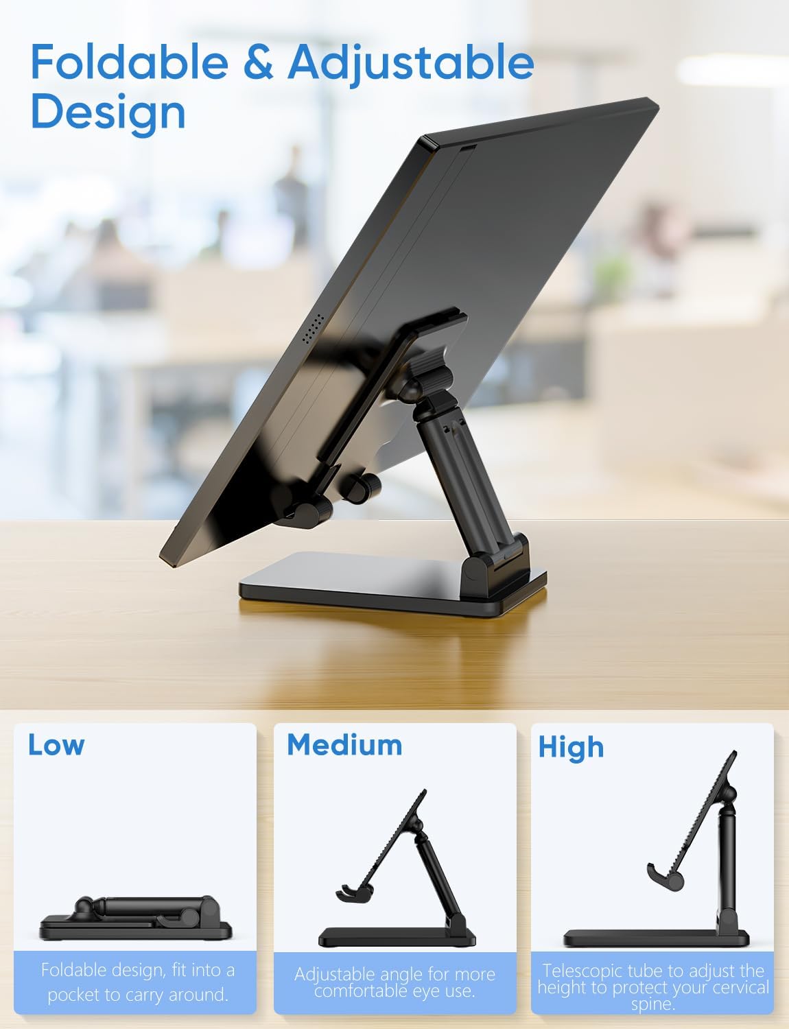 ARZOPA Adjustable Desk Phone Stand for iPhone, iPad, Surface Pro, Portable Monitor 7"-15.6" - Image 3