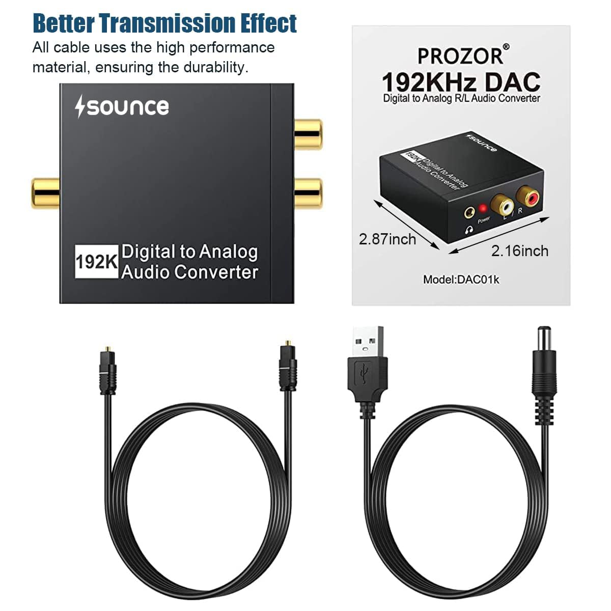 192KHz Digital to Analog Audio Converter DAC Optical Toslink to RCA L/R 3.5mm Adapter for PS3 HD DVD PS4 Apple TV Home Cinema - Image 4