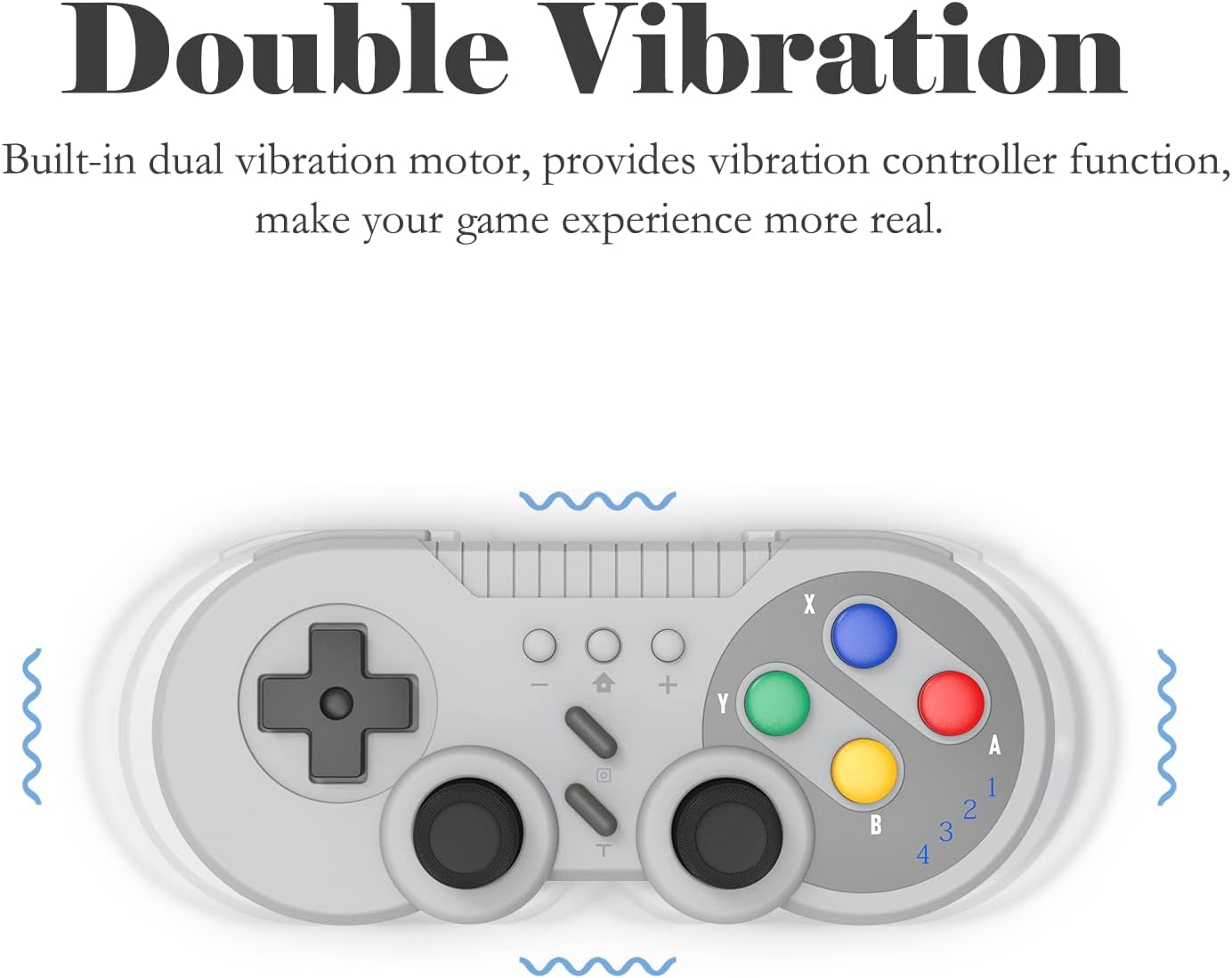 SNES Style Wireless Controller for Switch OLED PC Gray Classic Retro Gaming with Motion Vibration Turbo - Image 4