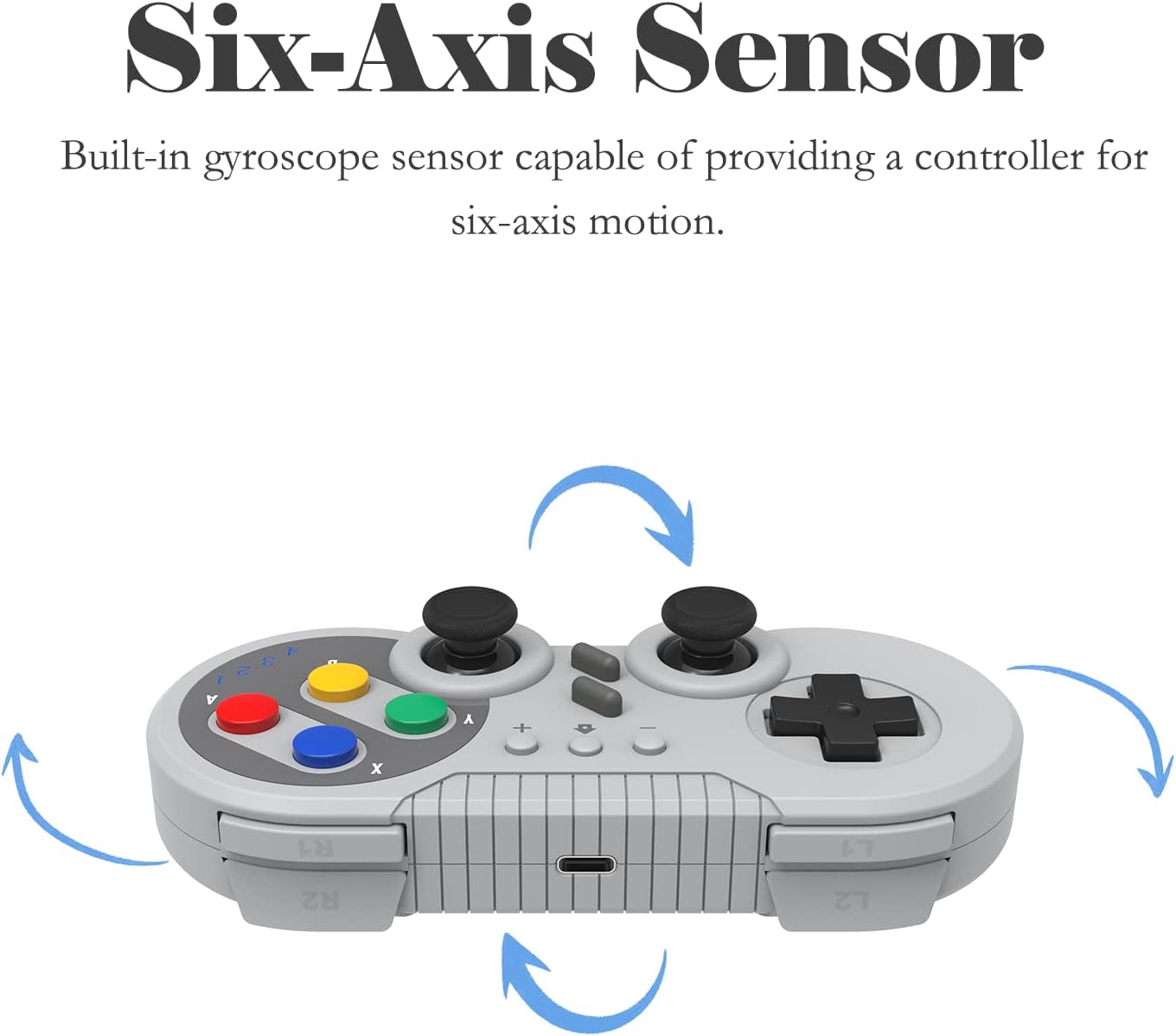 SNES Style Wireless Controller for Switch OLED PC Gray Classic Retro Gaming with Motion Vibration Turbo - Image 3