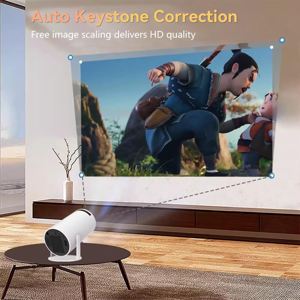 Portable 4K 1080P Mini Projector Android 13.0 WiFi6 Bluetooth 5.2 180° Rotation Auto Keystone - Image 5