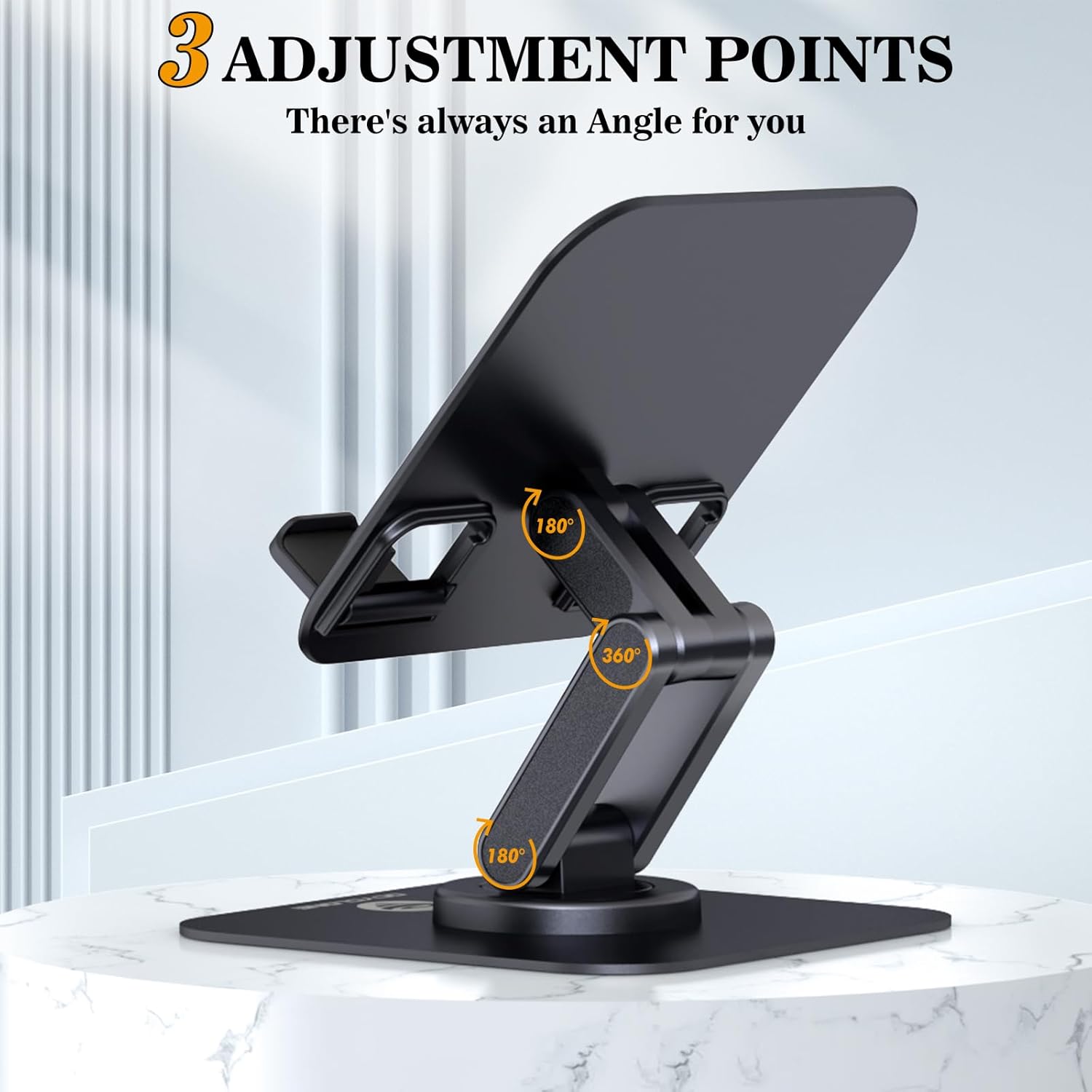 OCYCLONE Adjustable 360 Rotating Tablet Stand for Desk, Black, fits 4" to 15.6" devices - Image 3