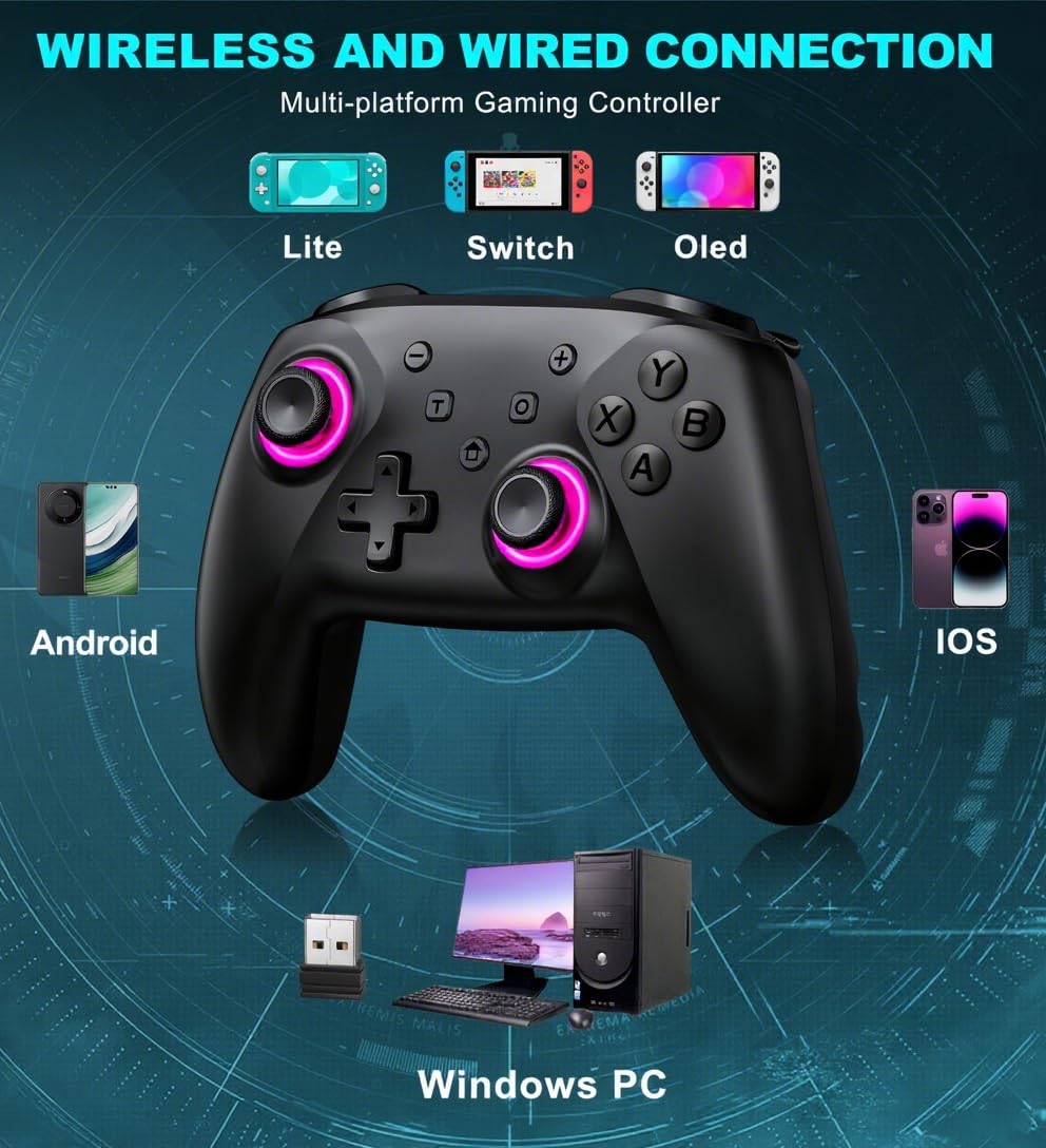NealGamefy Bluetooth Wireless PC Controller Hall Effect Joysticks 1000mAh Battery for PC Switch iOS Android - Image 2