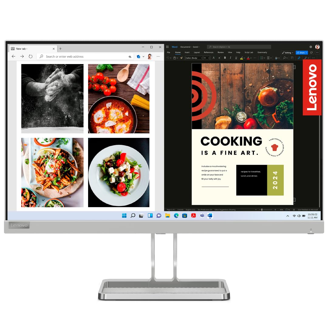 Lenovo L24i-40 24 Inch FHD IPS Ultraslim Monitor 100Hz 99% sRGB HDMI Grey - Image 6