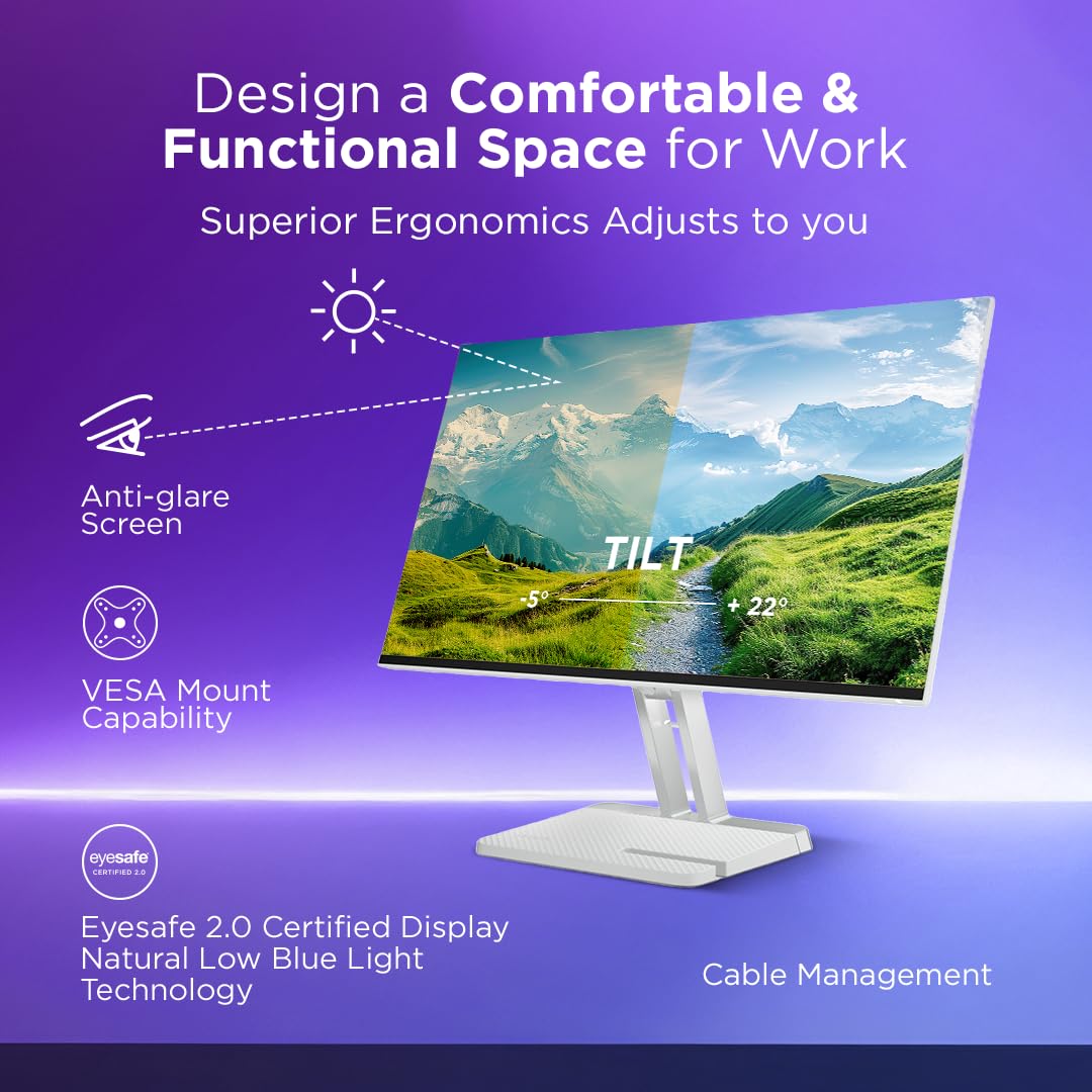 Lenovo L27i-4A 27 Inch FHD IPS 100Hz 1ms FreeSync Monitor Cloud Grey - Image 4