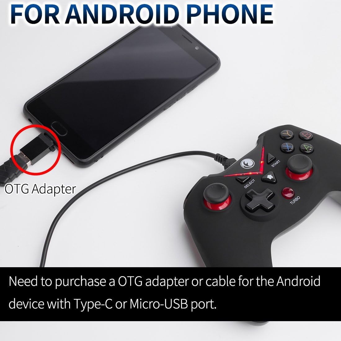 V-one Red Wired USB Gaming Controller Gamepad Joystick for PC, Steam, Android, PS3 - Image 6