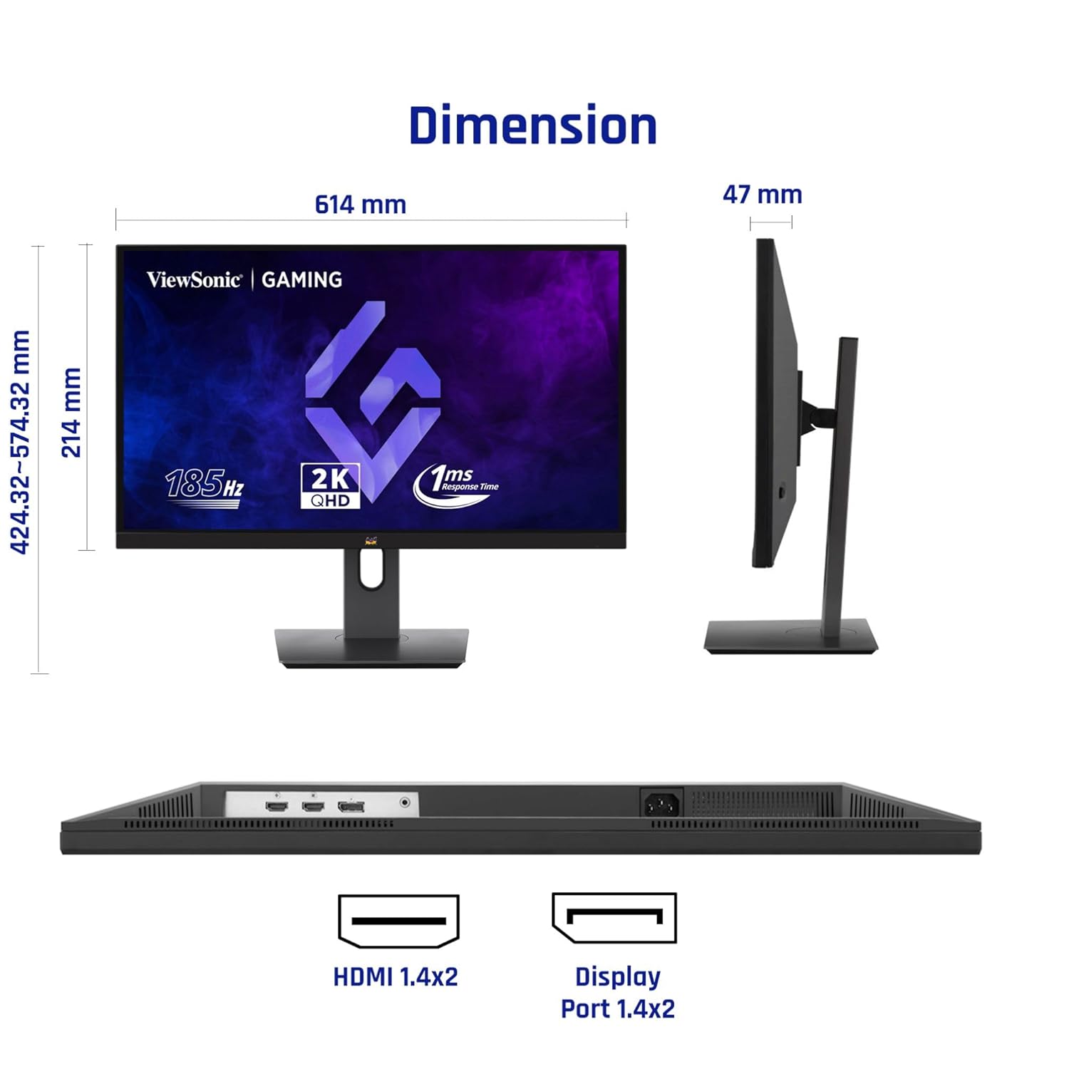 ViewSonic VX2758A-2K-PRO-2 27-Inch QHD 185Hz IPS Gaming Monitor 1ms HDR10 FreeSync - Image 6