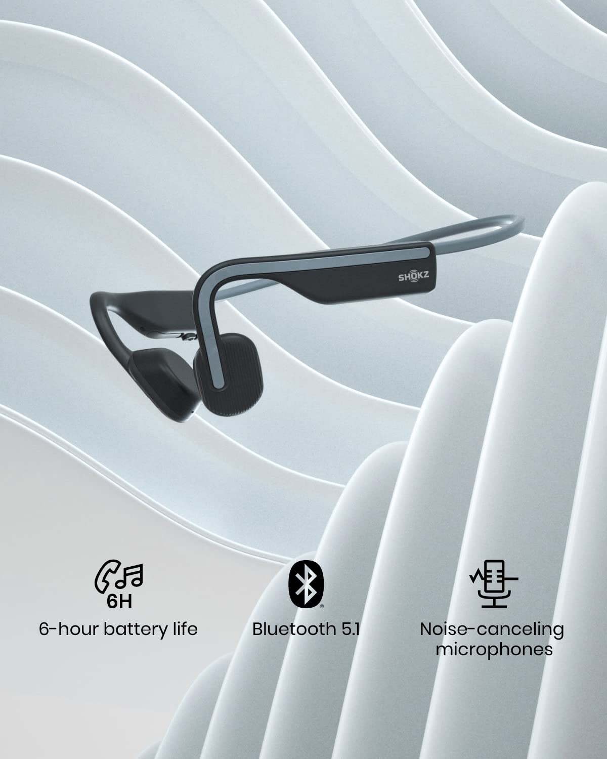 Shokz OpenMove Slate Grey 6 Hour Playtime IP55 Waterproof Bluetooth Wireless Sports Headphones with Mic - Image 6