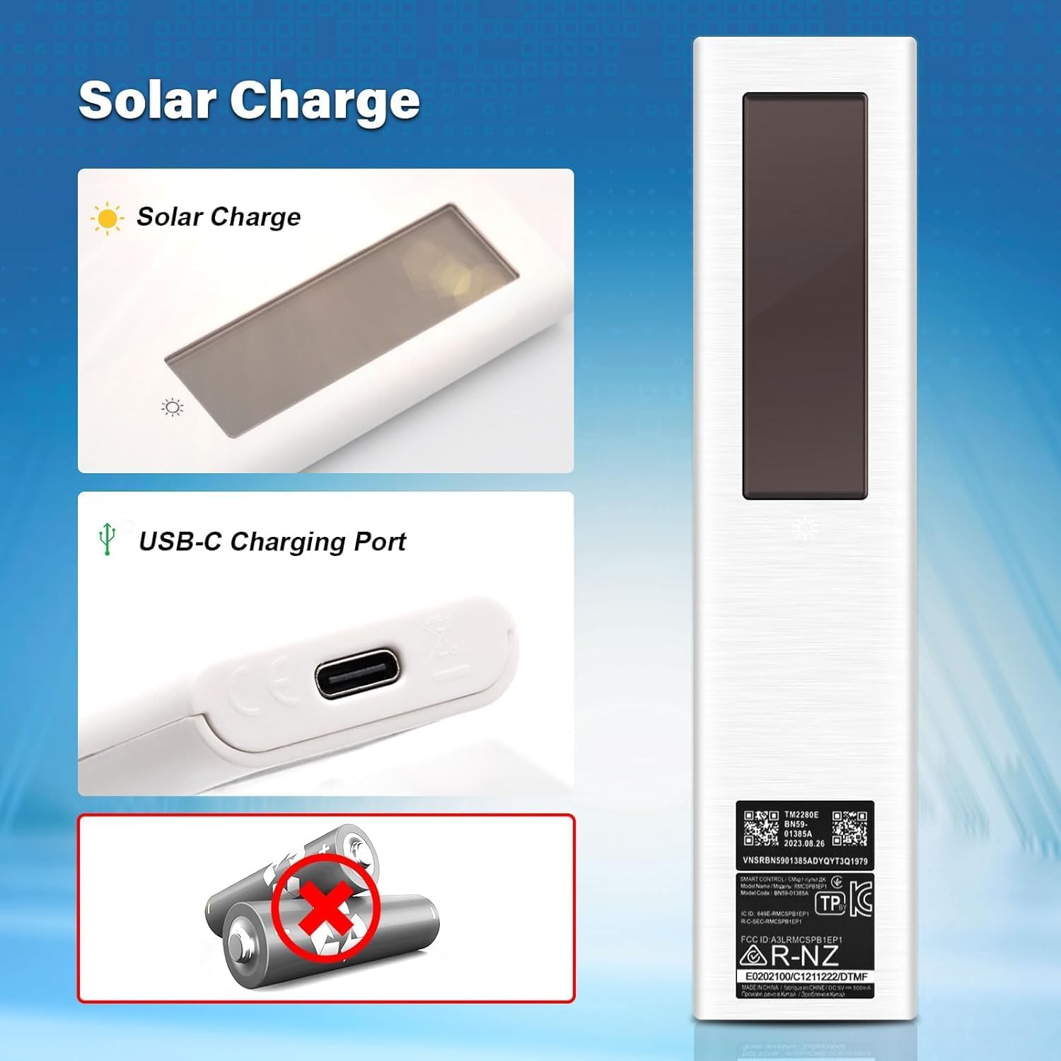 White BN59-01391A Solar Voice Remote Replacement for Samsung Smart TV USB-C - Image 5