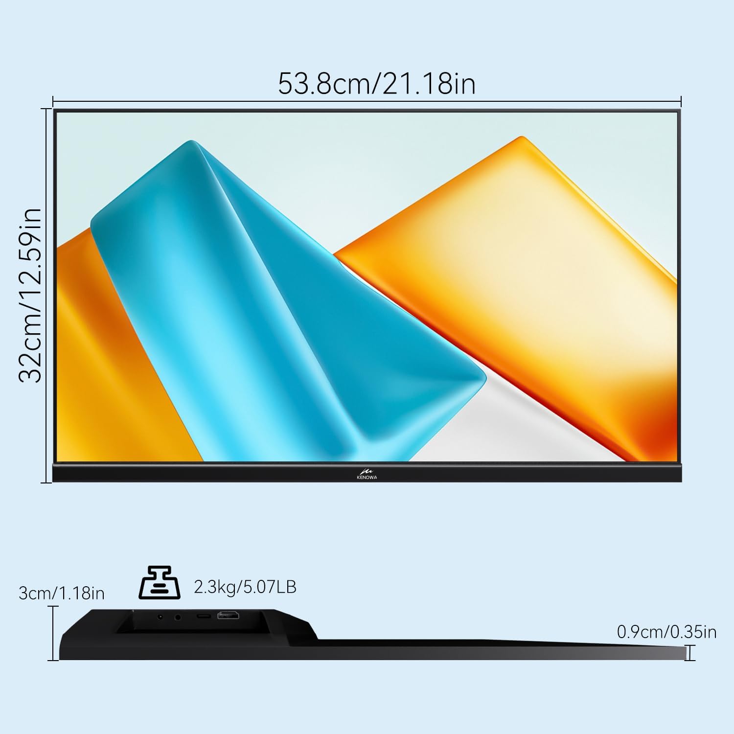 Kenowa 23.8 Inch FHD 1080P Portable IPS Monitor 100Hz Freesync Gaming with Type-C HDMI Dual Speakers Adjustable Stand - Image 8
