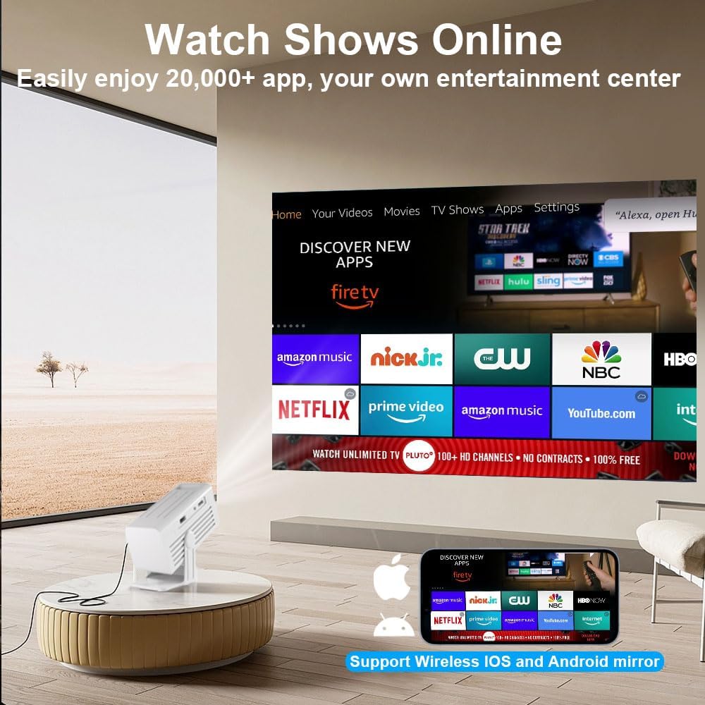 Polaring Smart 4K Mini Projector WiFi Bluetooth Portable 1080P Support 2.69" Ultra Resolution Built-in App - Image 3