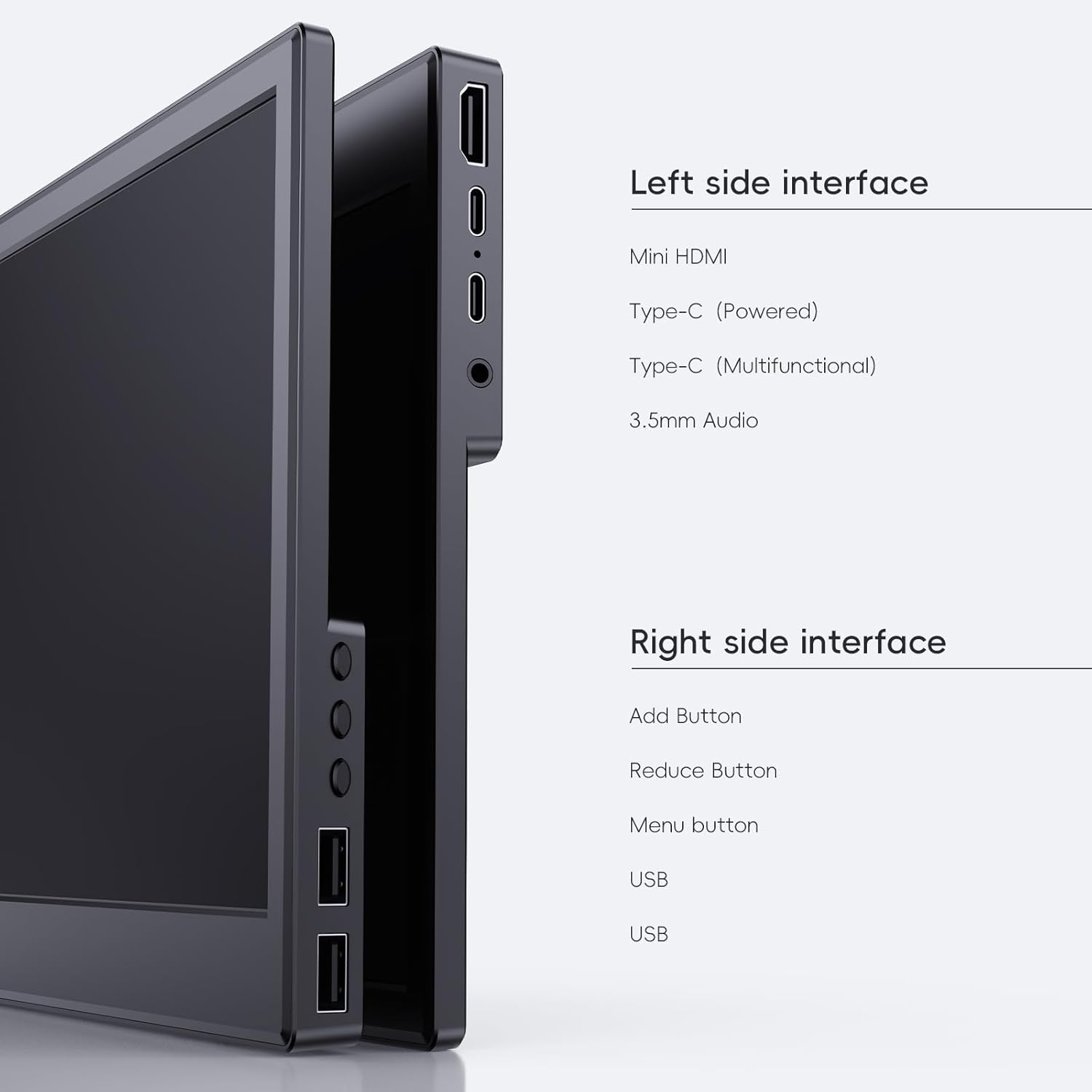 11.6" Portable HDMI USB-C IPS External Monitor with Dual Speakers, Black - Image 7