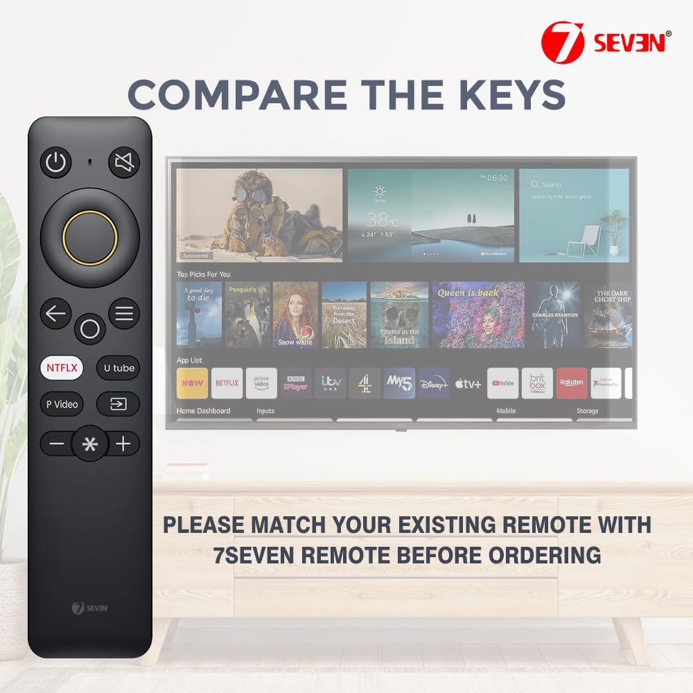 7SEVEN® Replacement Remote for Realme Smart TVs Android LED OLED QLED 4K TVs No Voice Command Streaming Hotkeys - Image 2