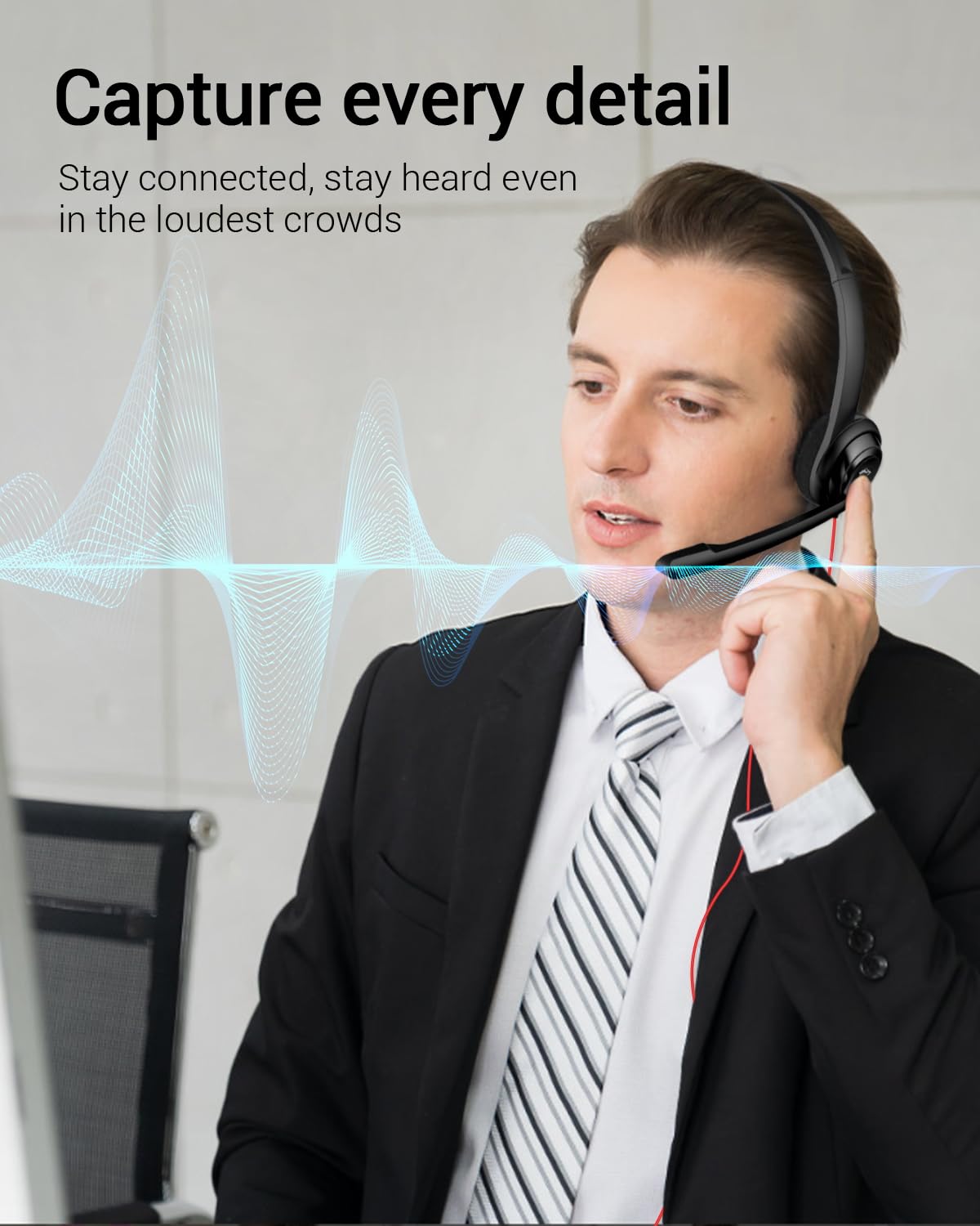 NUBWO Lightweight USB Headset with Noise Cancelling Microphone for PC Laptops and Office Calls - Image 2