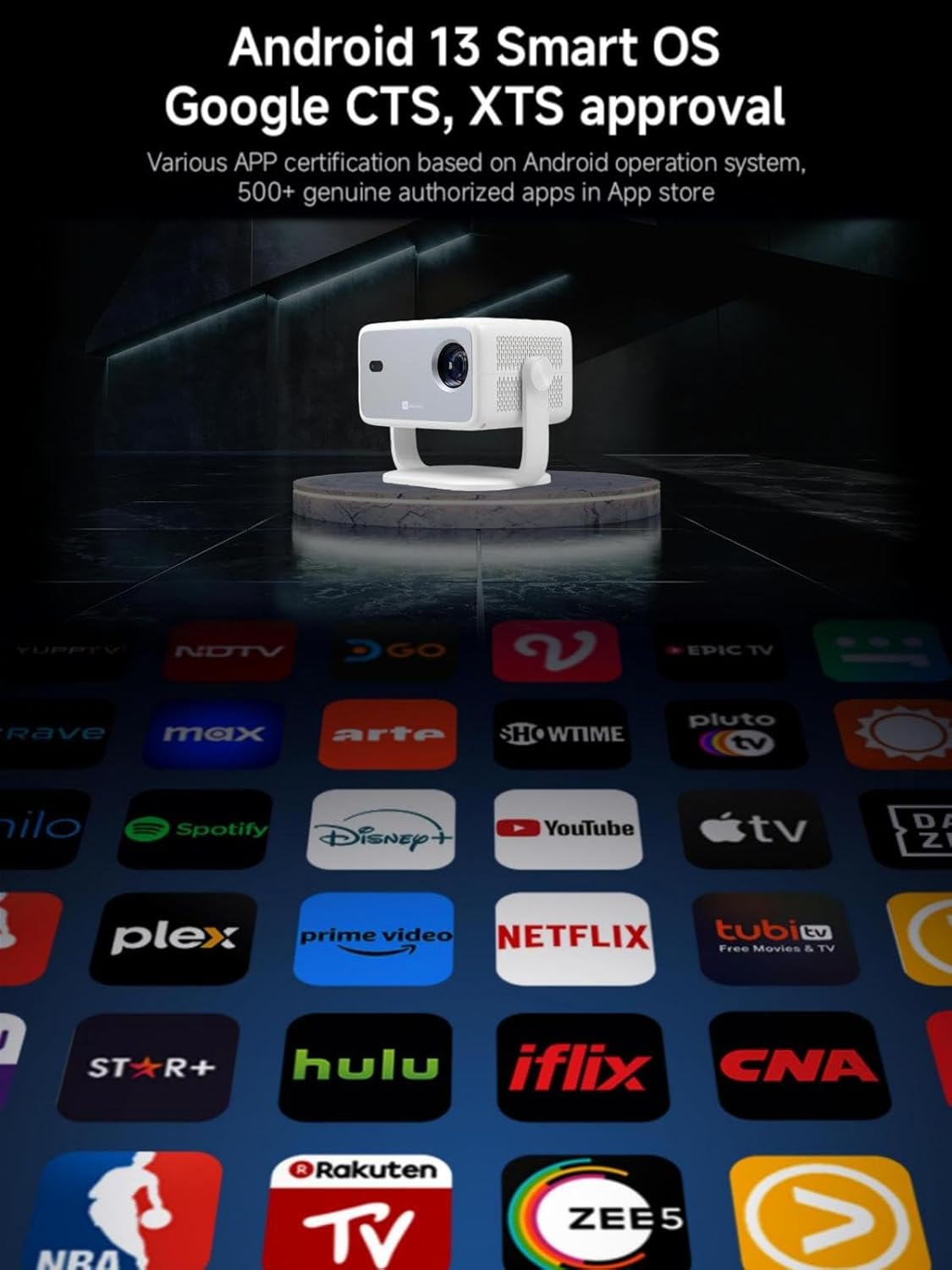 Netflix Certified 4K Mini Projector WiFi Bluetooth 1080P Full HD Auto Keystone 1500 ANSI Home Theater - Image 7