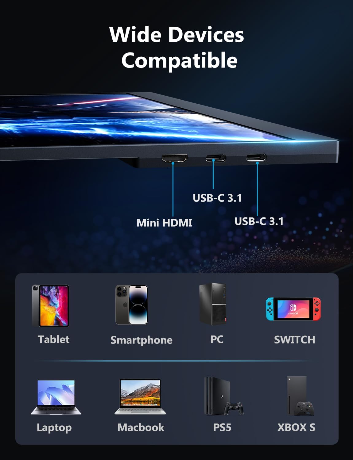 18-Inch 2.5K Portable Gaming Monitor 144Hz IPS Travel Display with Dual USB C HDMI Speakers Smart Cover - Image 7