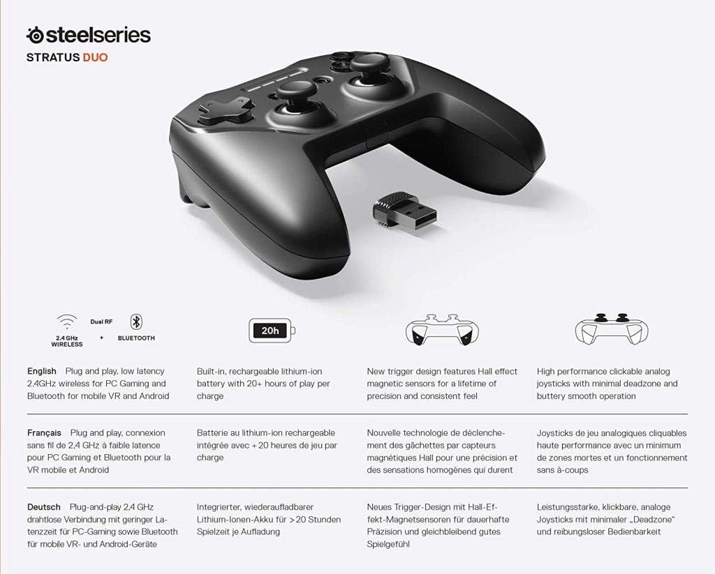 Stratus Duo Game Controller for Windows, Chromebook, Android, VR 1200mAh - Image 5