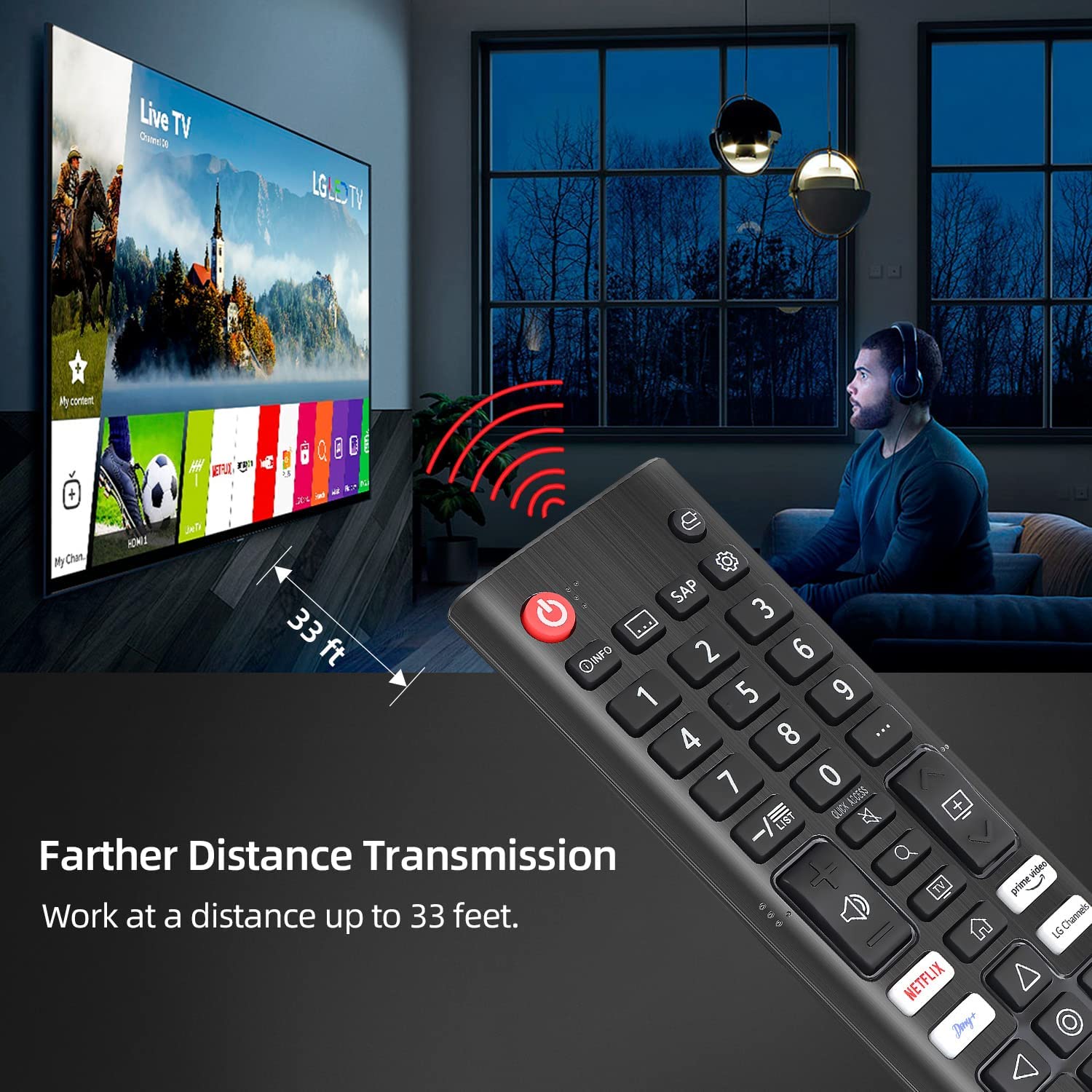 LG Smart TV Remote Replacement Black 4K 8K UHD HDTV HDR WebOS Universal Control - Image 2
