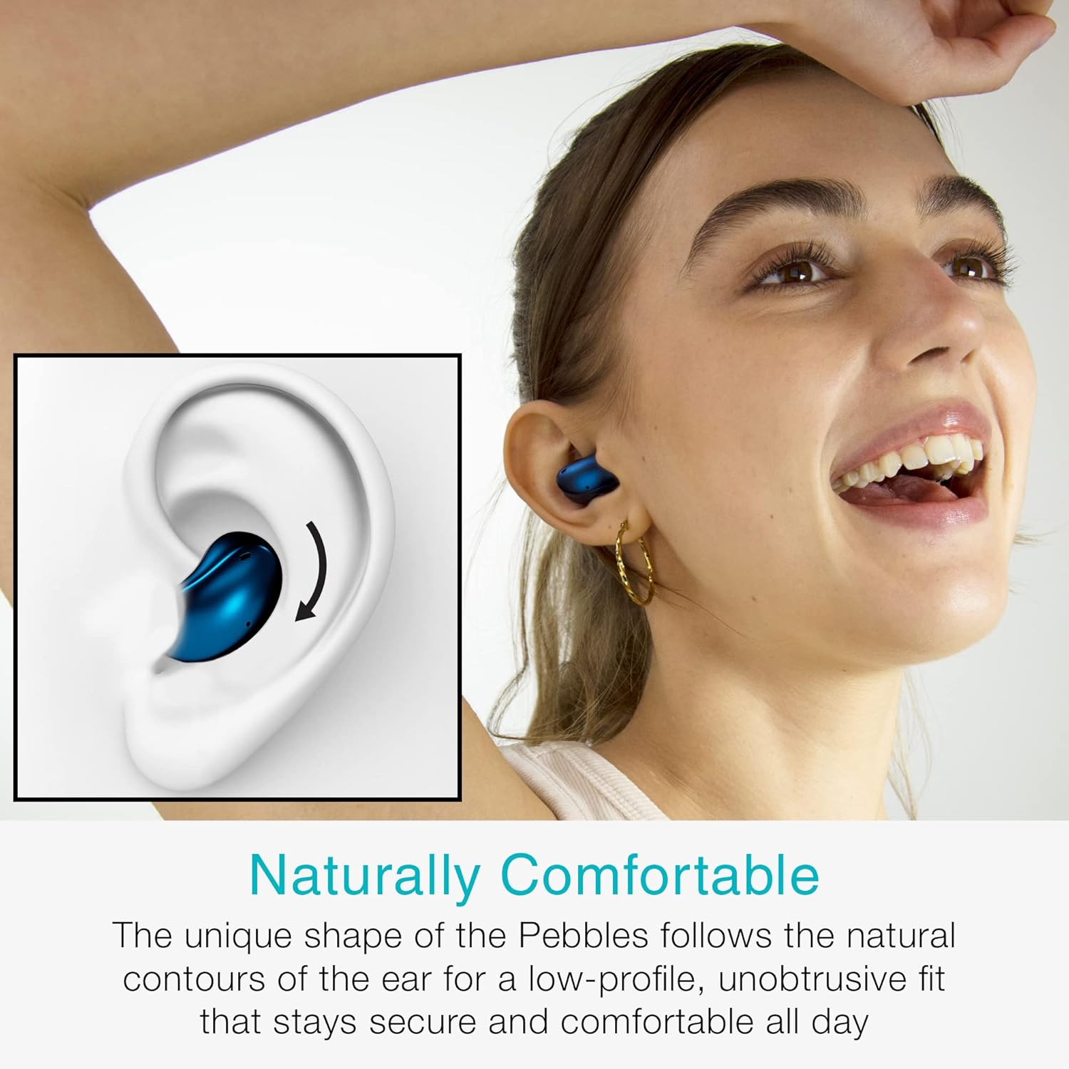 MEE audio Pebbles True Wireless Bluetooth 5.3 Earbuds Sapphire Lightweight Low Profile for Gym Workouts Sports Gaming - Image 2