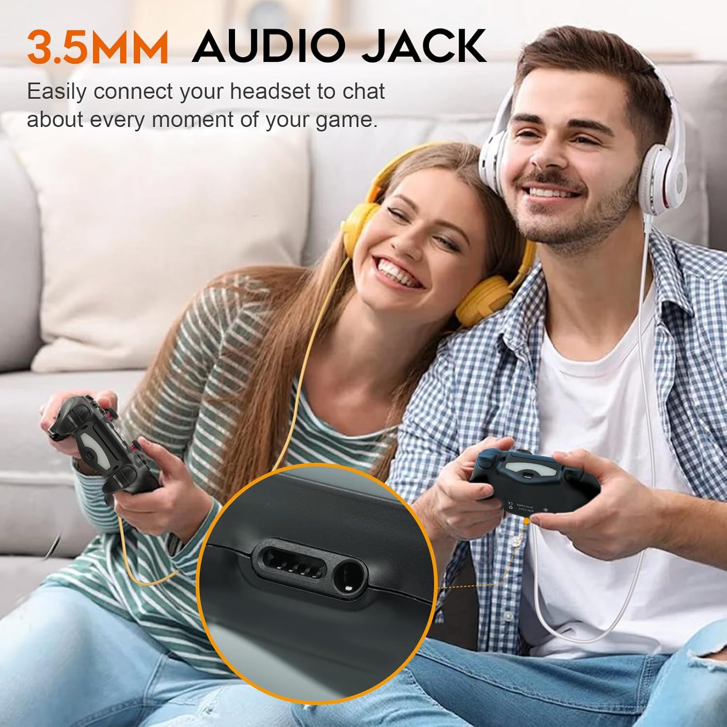 2 Pack Wireless PS4 Controllers for PS4 Slim Pro PC with Double Shock 6-Axis Motion Sensor and Headphone Jack - Image 5