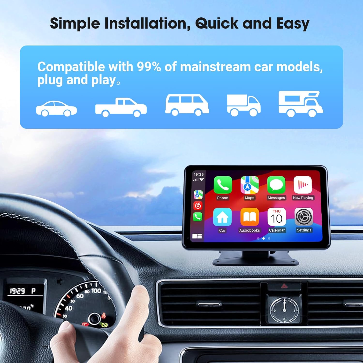 7 Inch Portable Wireless CarPlay Android Auto Car Stereo with HD Touch Screen Backup Camera Universal Fit - Image 5