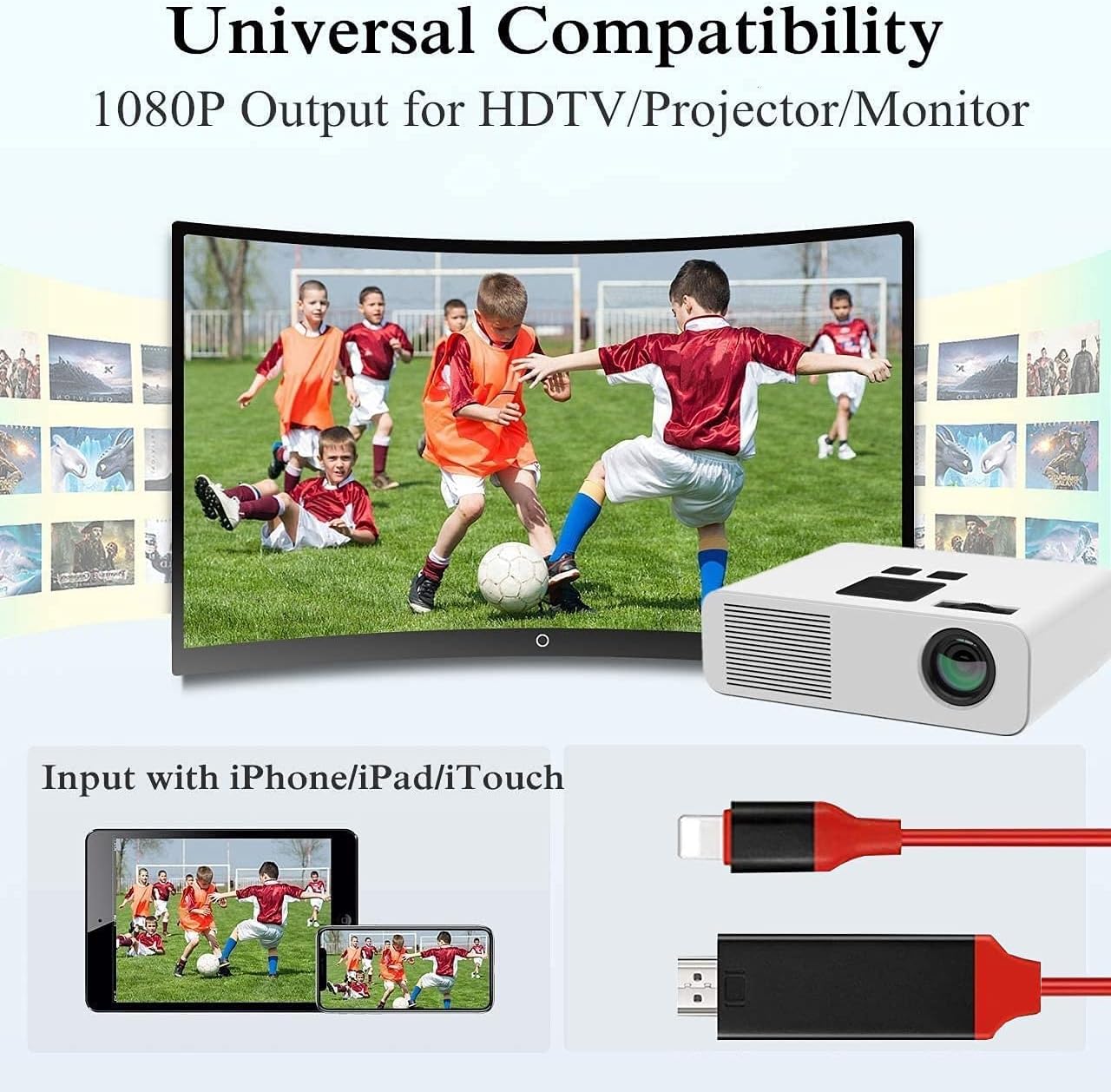 Lightning to HDMI Adapter 1080P MFi Certified Red for iPhone iPad iPod - Image 2
