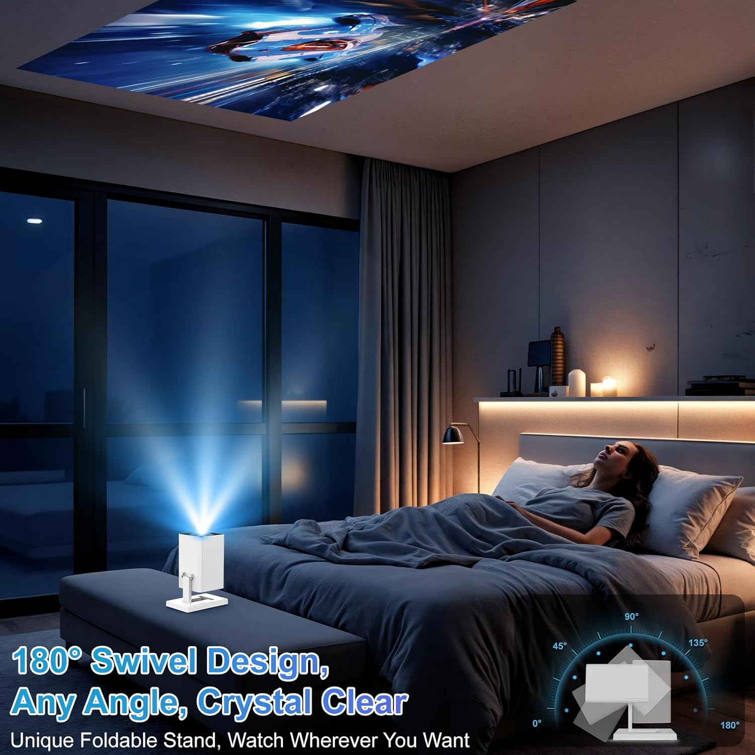 Portable 4K Mini Projector WiFi6 Bluetooth 5.4 150 ANSI Lumens 130 Inch Screen Home Cinema Smart Device - Image 3