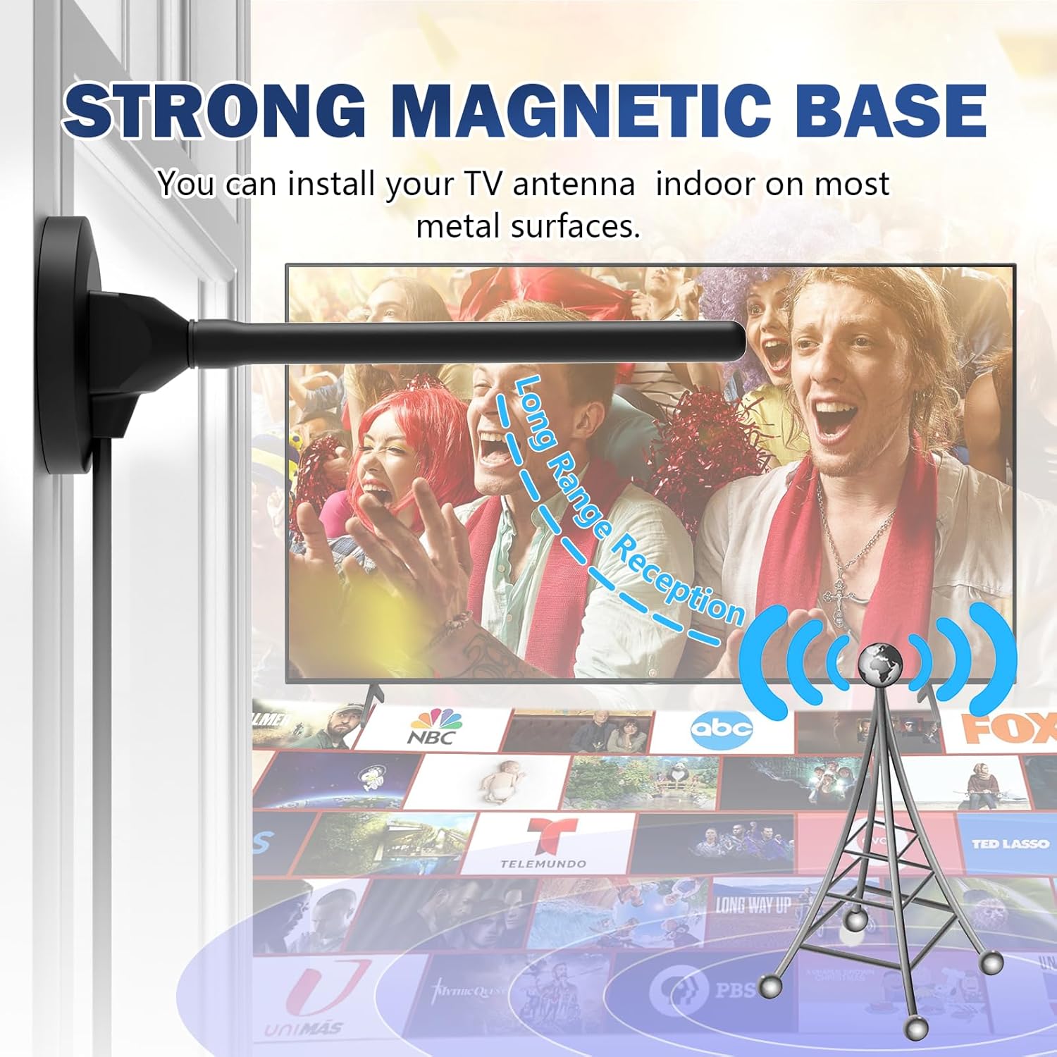 2025 Indoor Digital TV Antenna with Strong Magnetic Base, Long Range 4K Reception - Image 7