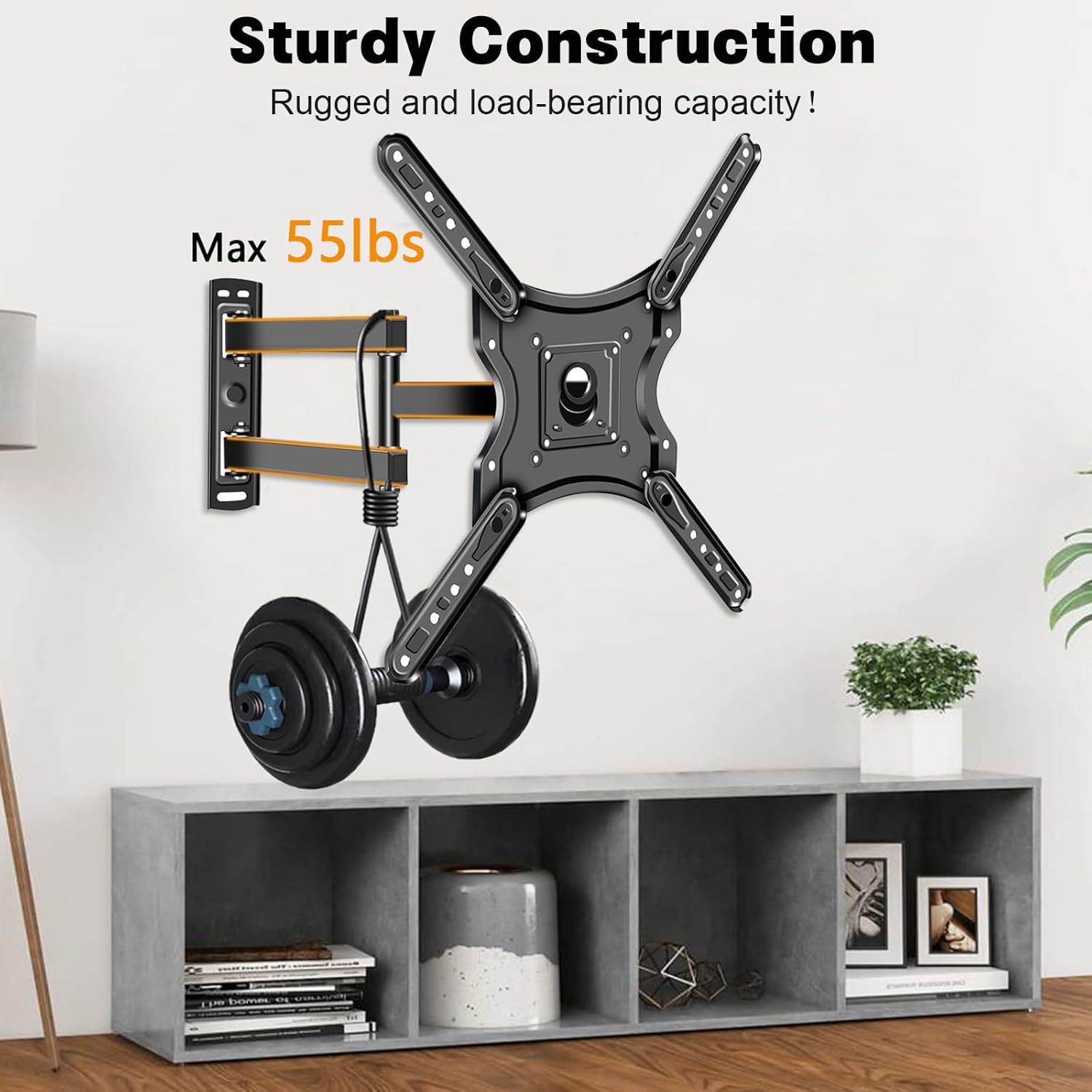 OSAGIE 14-55 Inch Full Motion Swivel Articulating Arm TV Wall Mount Bracket for Flat Curved Smart TVs Up to 55 lbs Max VESA 400x400mm - Image 3