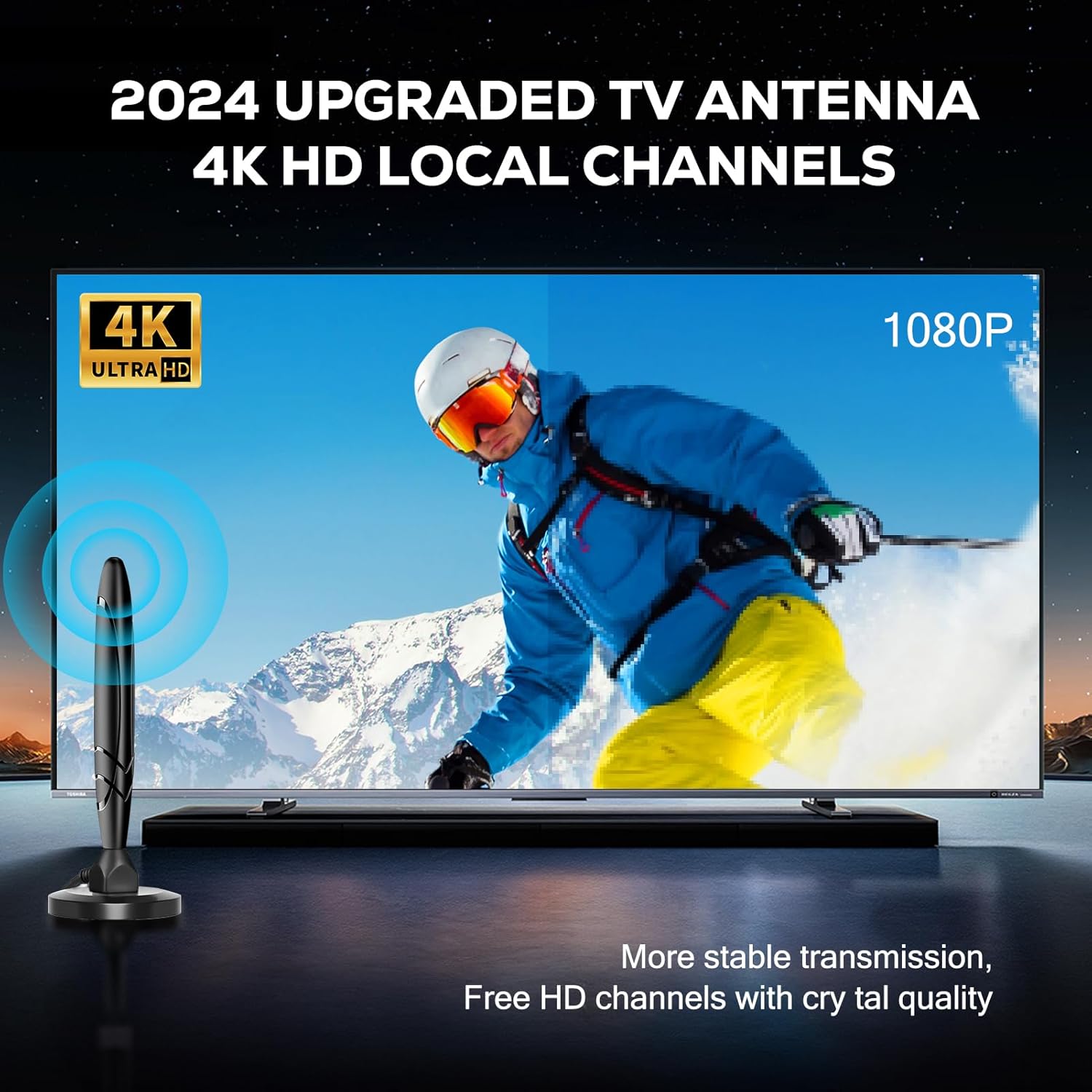 Amplified Smart TV Indoor Digital HDTV Antenna with Detachable Signal Booster for Local Channels - Image 3