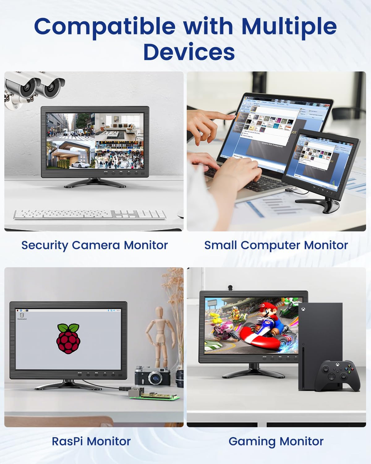 Eyoyo 10.1 Inch HD Security Monitor 1366x768, HDMI VGA AV BNC USB Input, Built-in Speakers - Image 7