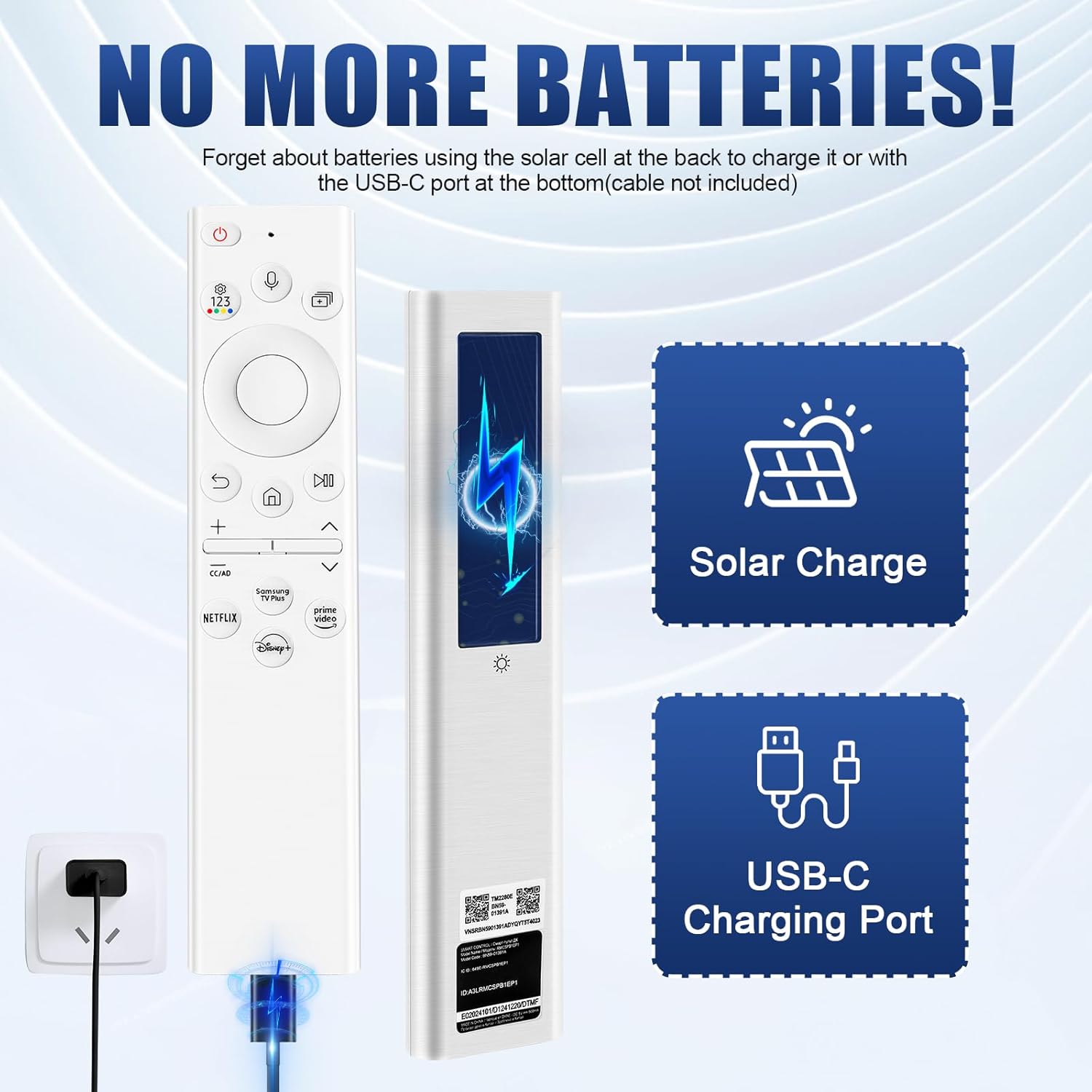 Solar Voice Replacement Remote Control for Samsung Crystal QLED 4K 8K Smart TVs White - Image 7
