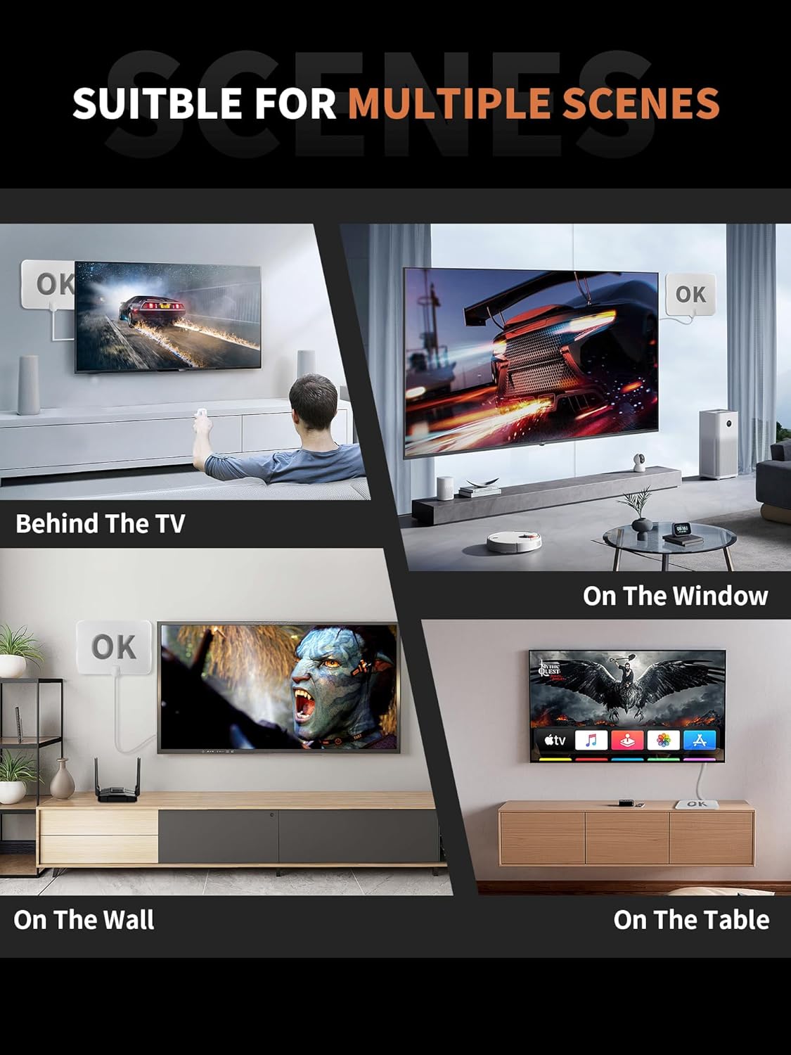 Amplified HD Digital TV Antenna Indoor 2025 Upgraded 900 Miles Range Supports 4K 1080p White - Image 7