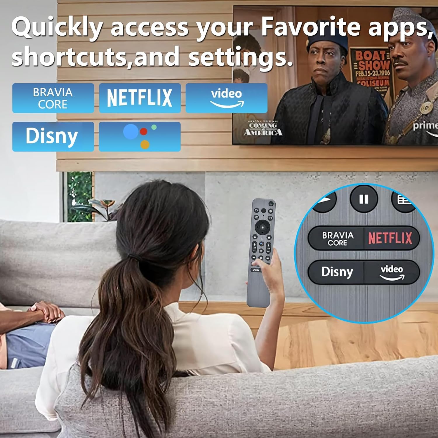Sony RMF-TX900U Black Bluetooth Voice Remote Control for XR-42A90K XR-48A90K TVs with Backlight - Image 3