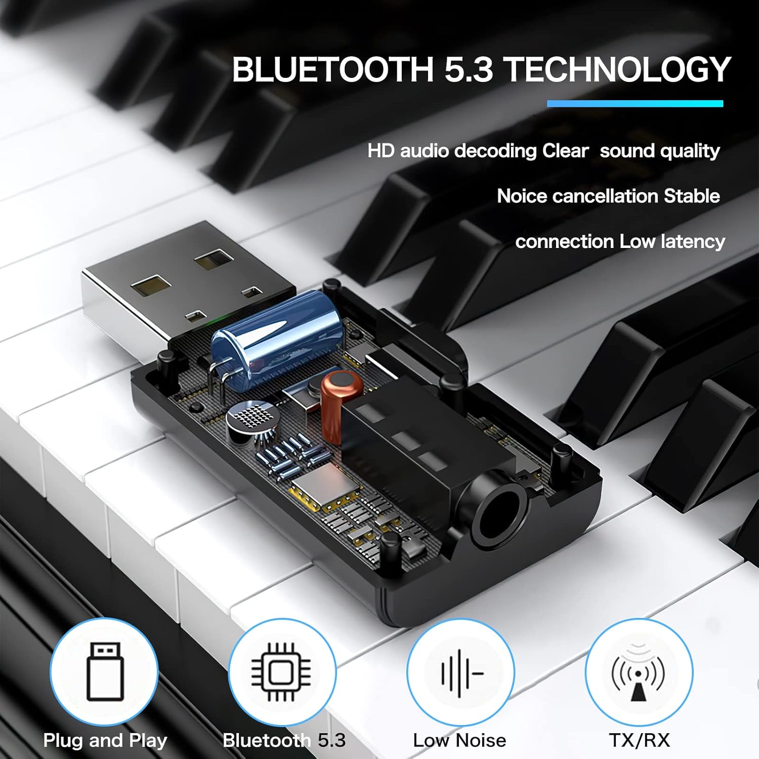 2-in-1 Bluetooth V5.3 Transmitter Receiver USB Adapter Wireless Audio for TV Headphones Low Latency - Image 5