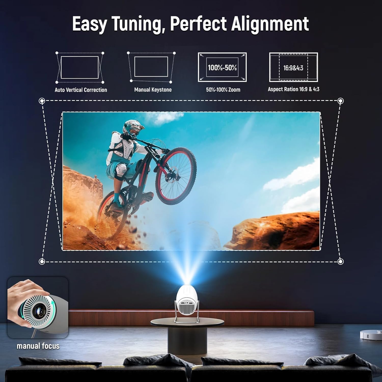 Portable WiFi Bluetooth Mini Projector 4K 1080P Support 130'' Screen Auto Keystone - Image 5