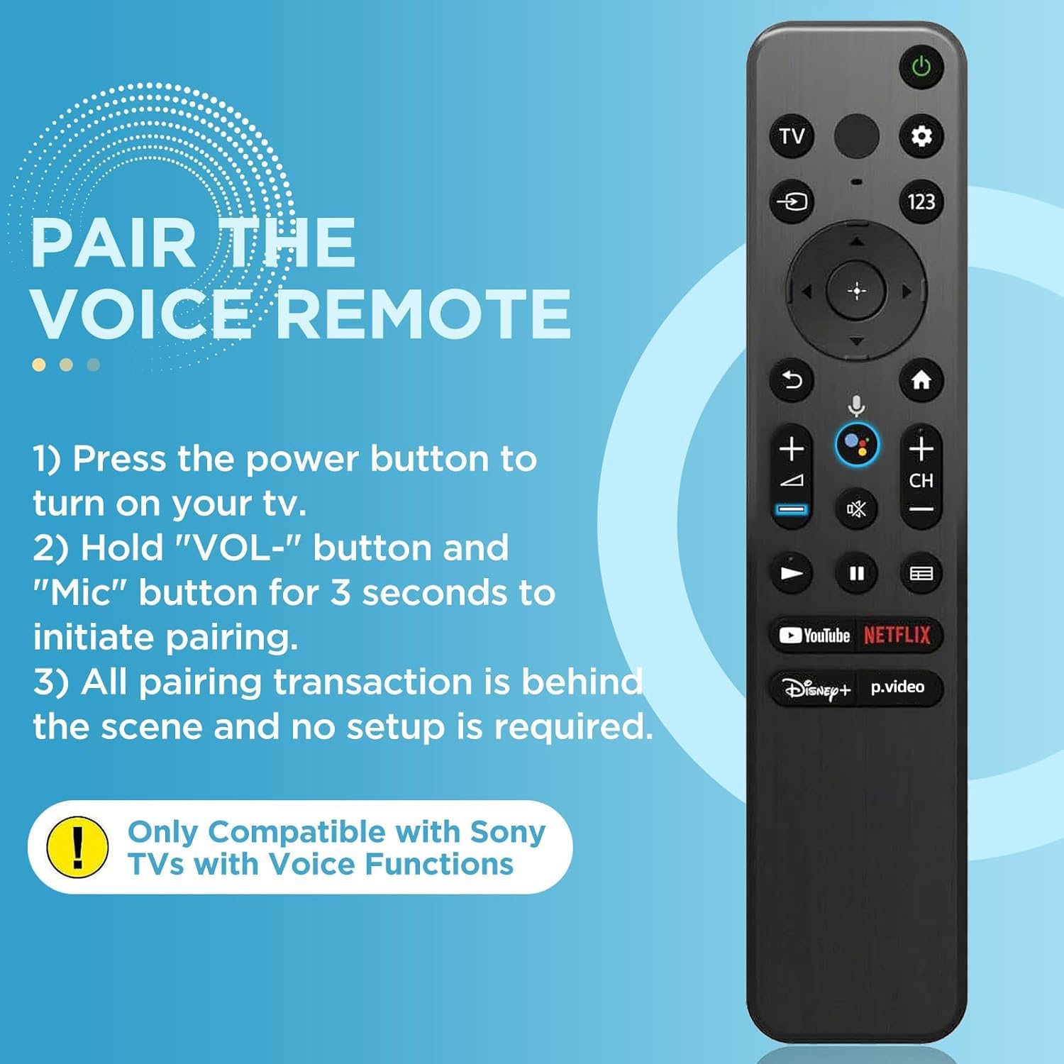 Sony Smart TV Replacement Voice Remote for Bravia 4K UHD LED LCD HD Models - Image 5