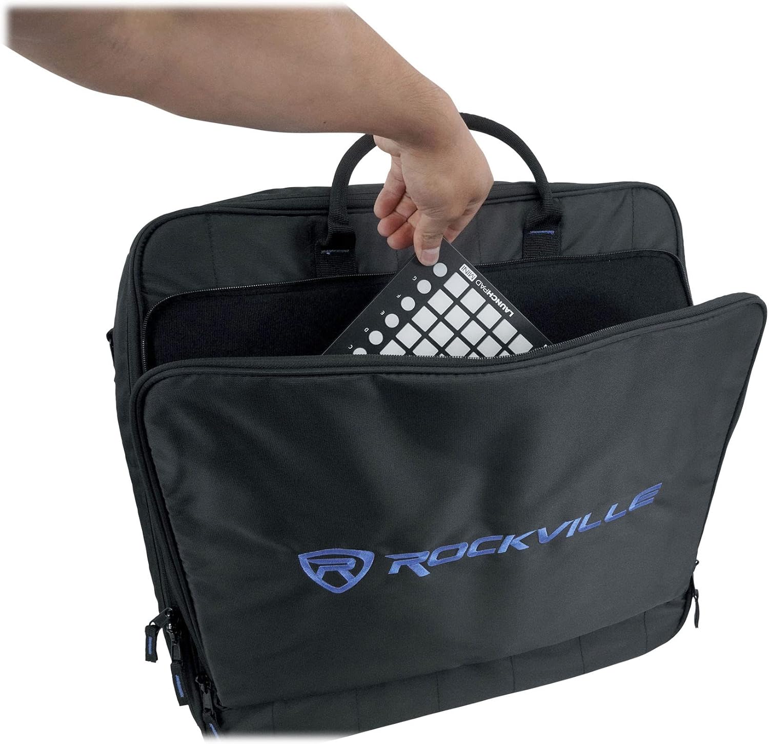 Rockville MB2020 DJ Gear Mixer Gig Bag Case 20.5x20.5x6 Dual Foam Padding Rugged Nylon Lockable - Image 8